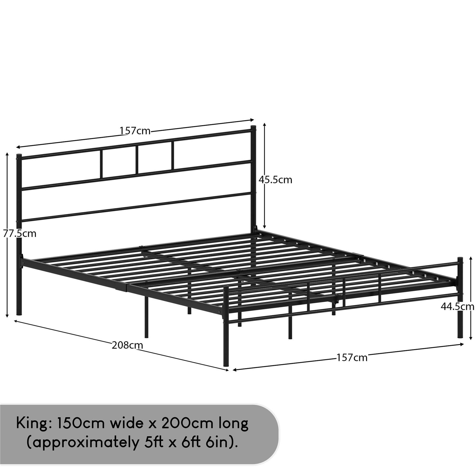 Metal Bed Single Double King Size Slat Base Headboard Set Bedroom Furniture - Picture 52 of 187