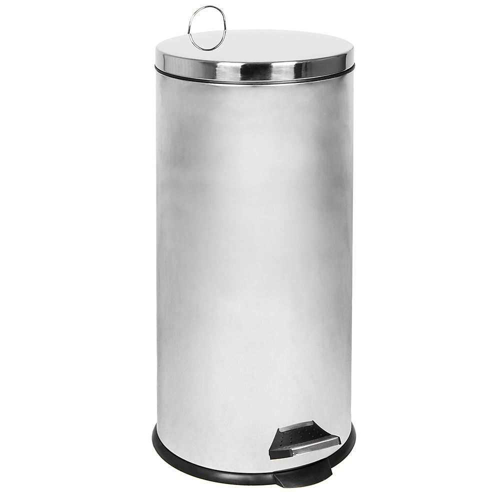 Kitchen Bin 30 Litre Pedal Bin Waste Rubbish Kitchen Stainless Steel Silver