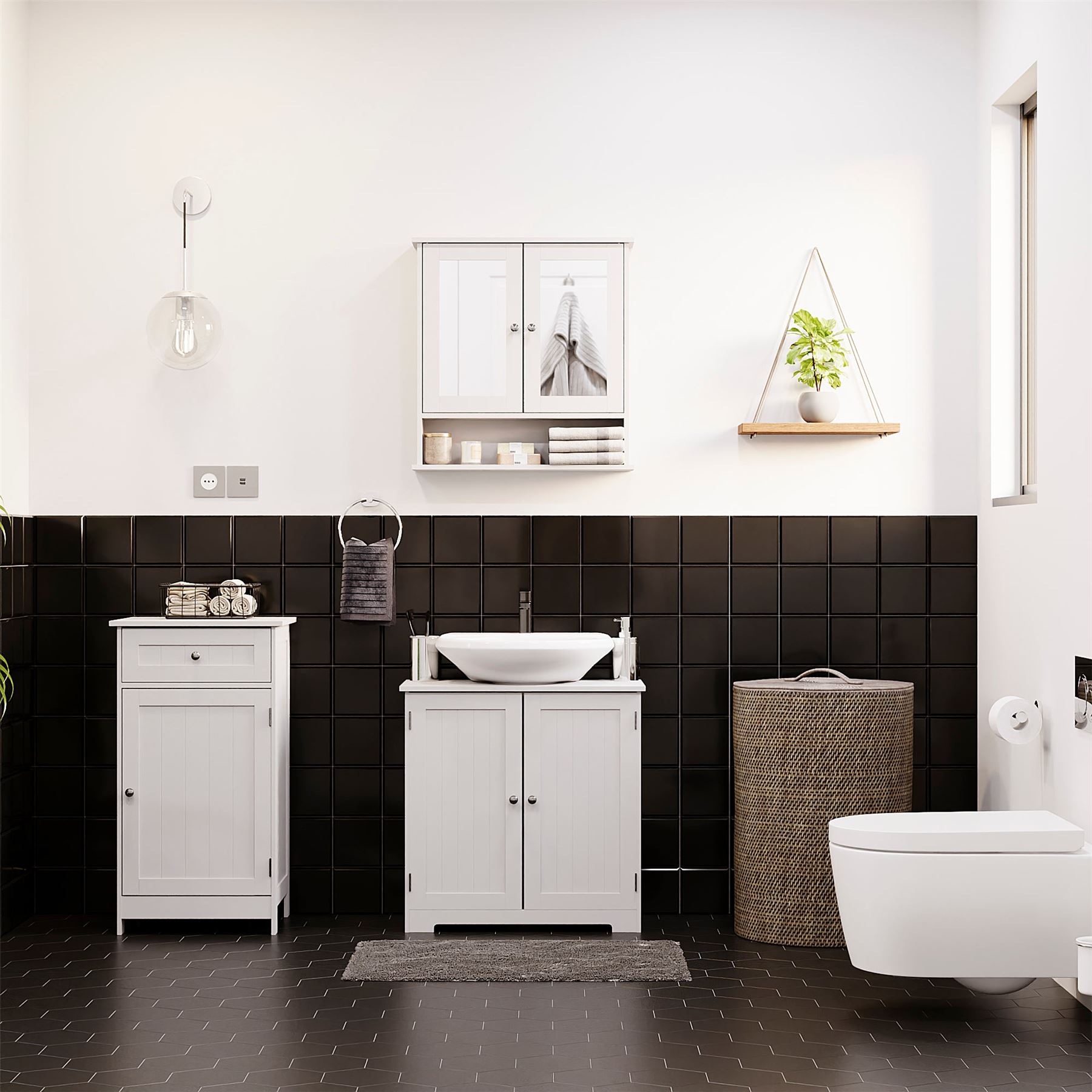 Priano Bathroom Cabinet Door Wall Mounted Freestand Storage Furniture White Grey - Picture 27 of 153