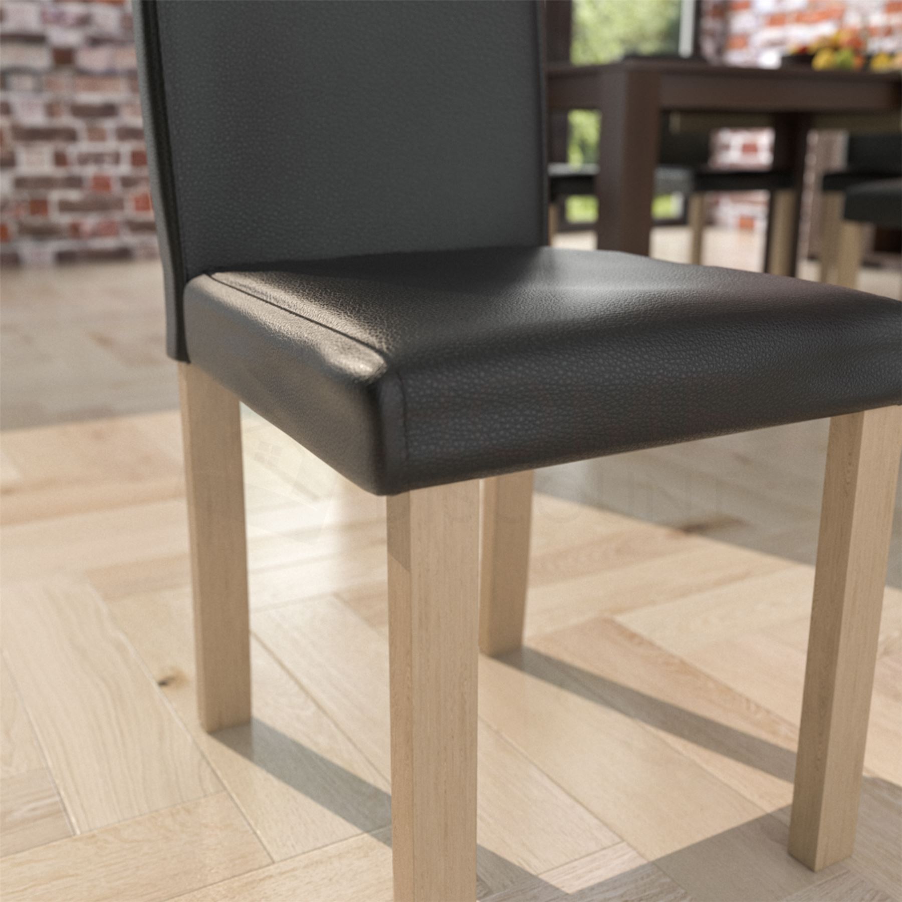 Dining Table & Chairs Set 4/6 Faux Leather Fabric Kitchen Padded Seat Furniture - Picture 20 of 87