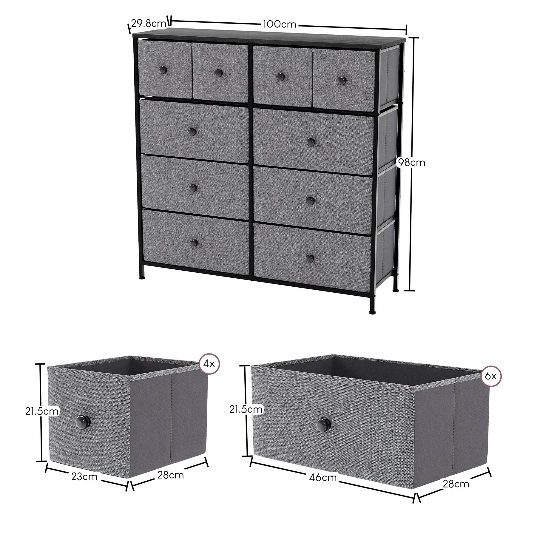 Vida Designs Stoff Kommode Aufbewahrungsschrank Schlafzimmer Flur 'UKFR' - Bild 178 von 193