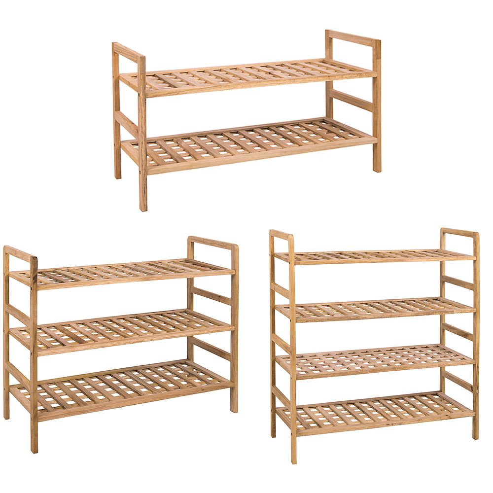 Walnut Free Delivery Home Vida 4 Tier Criss Cross Wood Storage Organiser Shoe Stand Rack