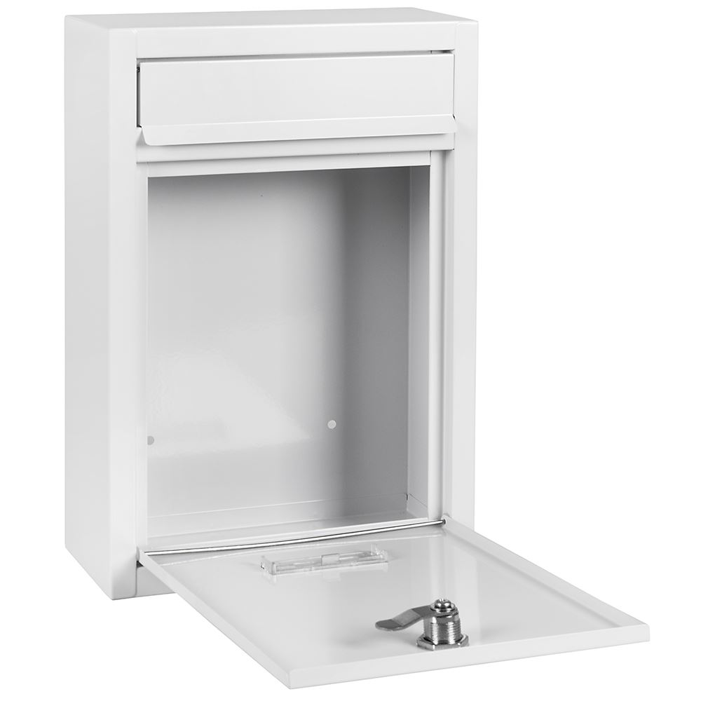 Post Box Steel Square Large Letter Mailbox Wall Mounted Lockable Key