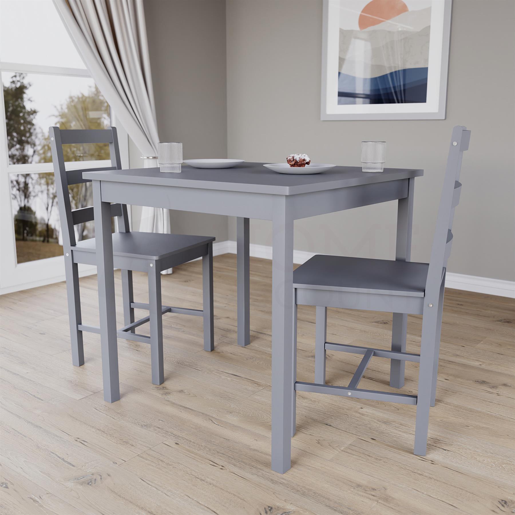 Solid Wood Dining Table and 2 4 Chairs Set Home Kitchen Furniture 3 Colours - Picture 12 of 73