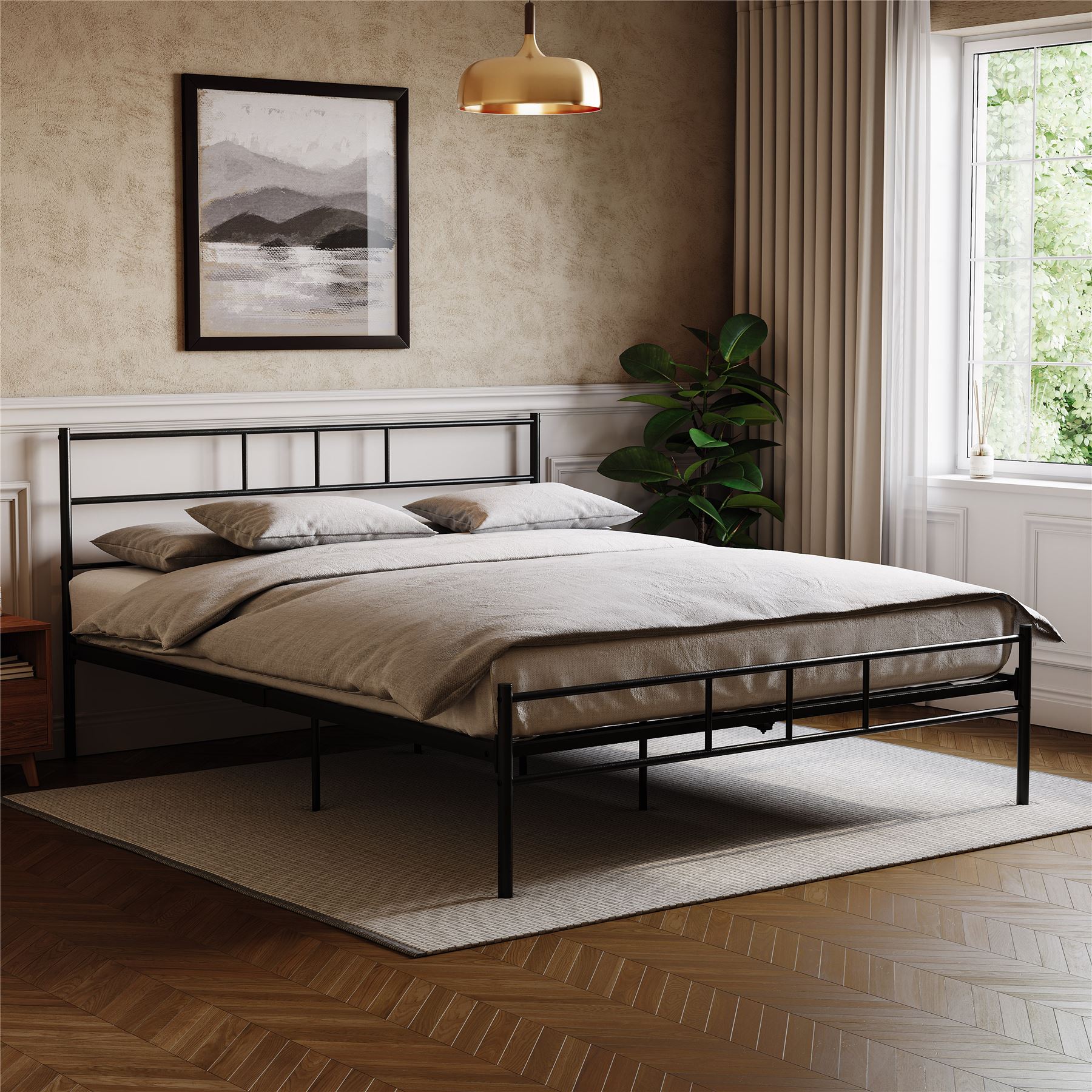 Metal Bed Single Double King Size Slat Base Headboard Set Bedroom Furniture - Picture 51 of 187