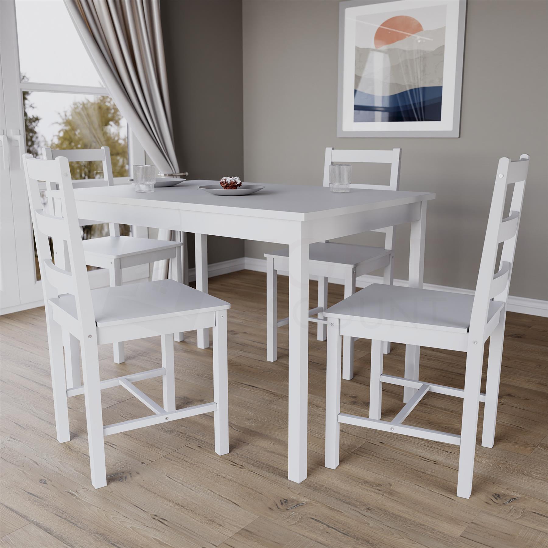 Solid Wood Dining Table and 2 4 Chairs Set Home Kitchen Furniture 3 Colours - Picture 28 of 73