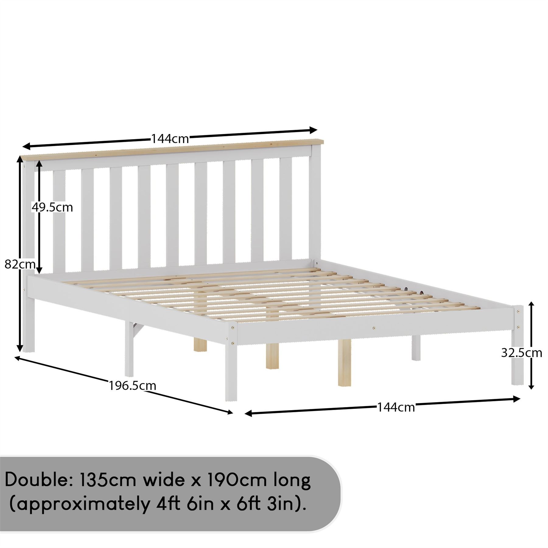 Holzbett Milan Single Double King Size 3 Fuß 4 Fuß 6 5 Fuß Rahmen Matratze Weiß Kiefer - Bild 27 von 37