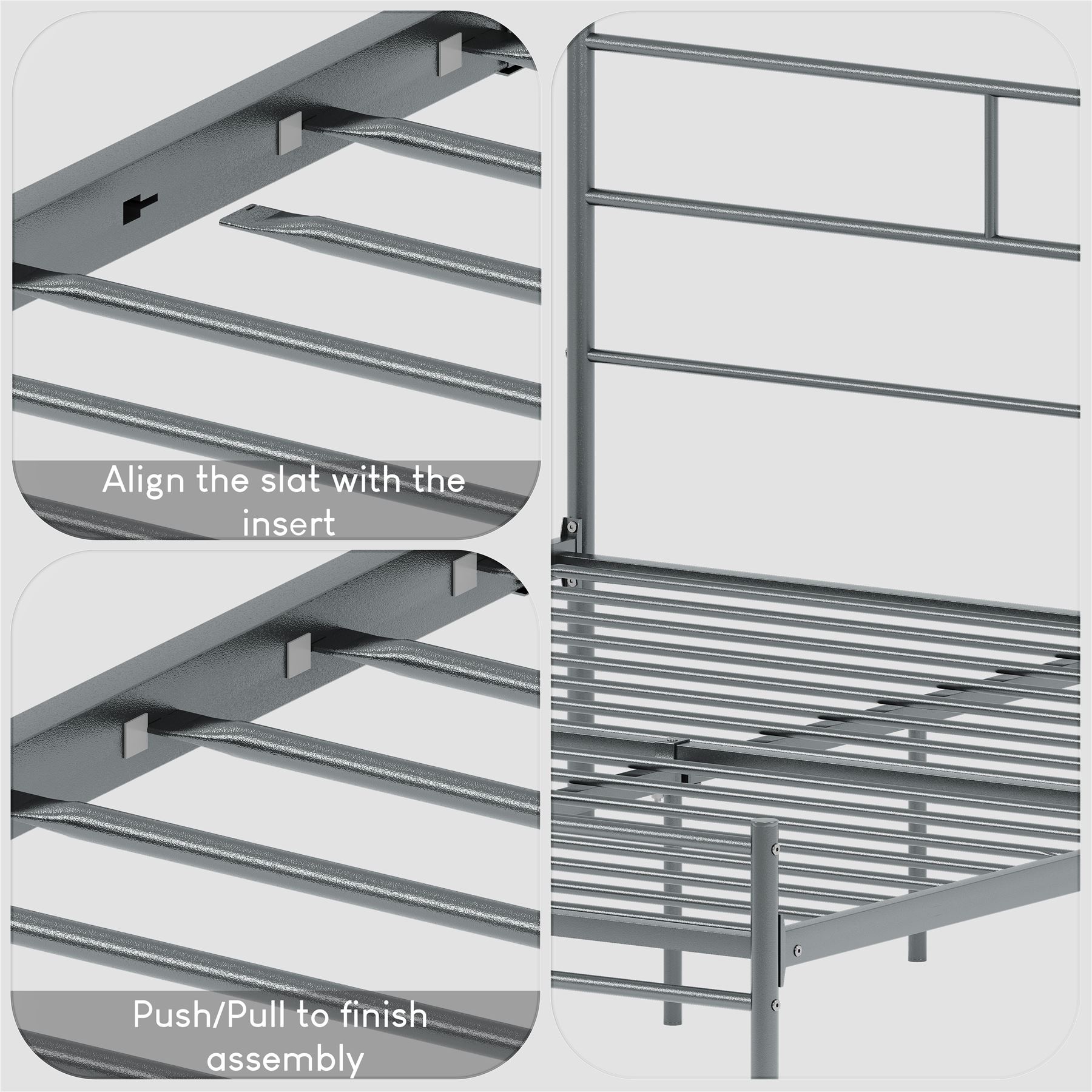 Metal Bed Single Double King Size Slat Base Headboard Set Bedroom Furniture - Picture 62 of 187