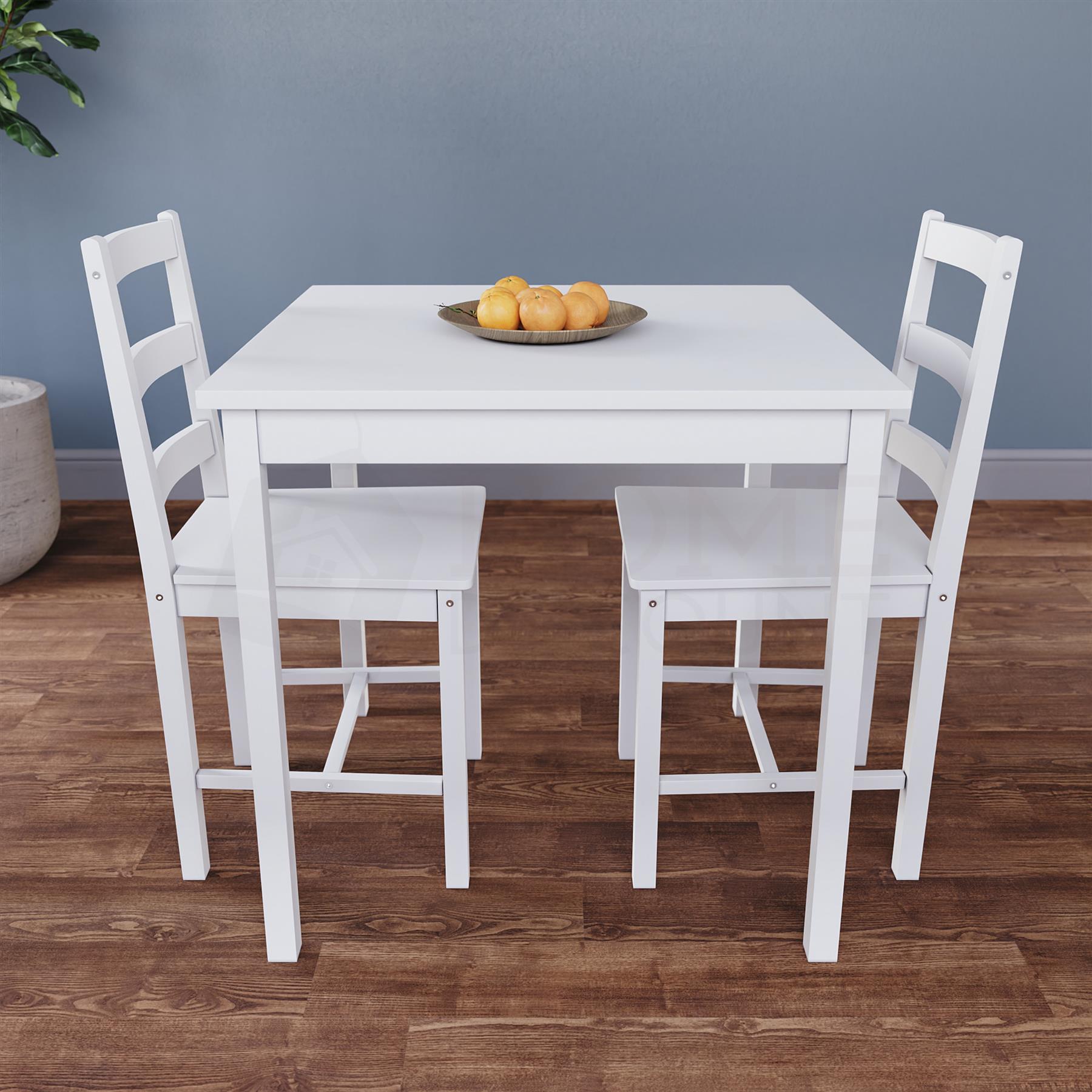 Solid Wood Dining Table and 2 4 Chairs Set Home Kitchen Furniture 3 Colours - Picture 9 of 73