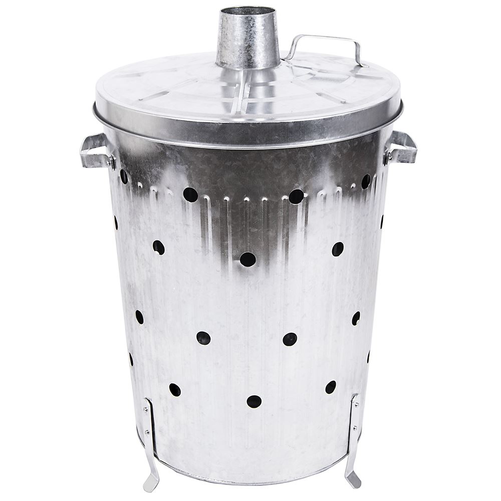 75L Litre Incinerator Galvanised Garden Rubbish Fire Bin Burner By Home