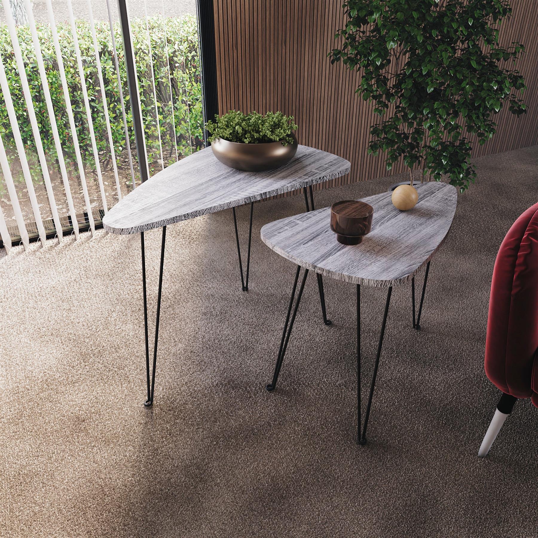 Set of 2 3 Coffee Nesting Table Set Sofa Side End Table Industrial Living Room - Picture 46 of 107