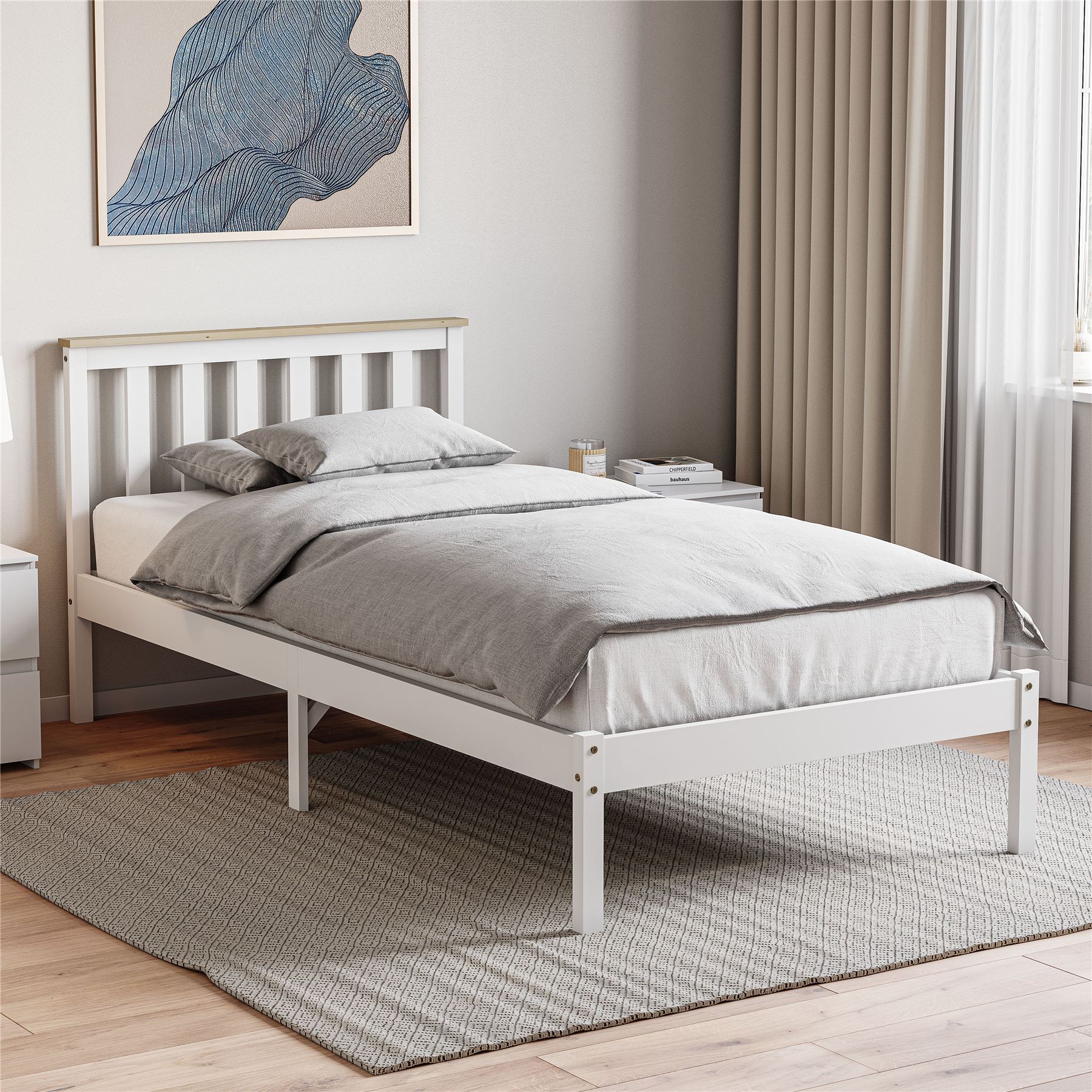 Holzbett Milan Single Double King Size 3 Fuß 4 Fuß 6 5 Fuß Rahmen Matratze Weiß Kiefer - Bild 31 von 37