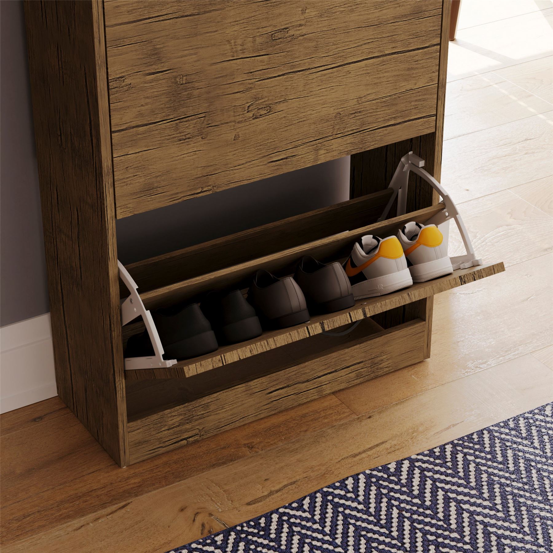 Shoe Cabinet 2 Drawer Storage Organiser Footwear Rack Cupboard Hallway Unit - Picture 8 of 79