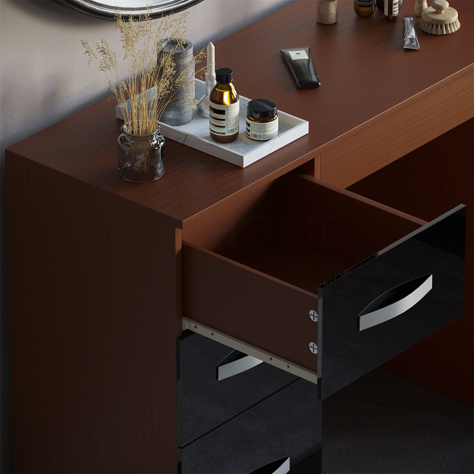 Hochglanz Schminktisch Modern 3 Schubladen Computertisch Schmink Waschtisch Schlafzimmer - Bild 17 von 33