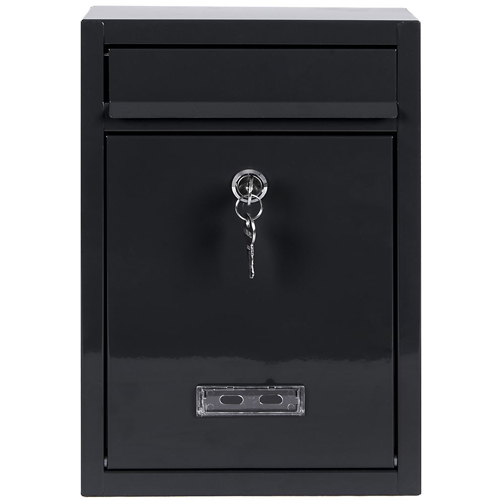 Post Box Steel Square Large Letter Mailbox Wall Mounted Lockable Key