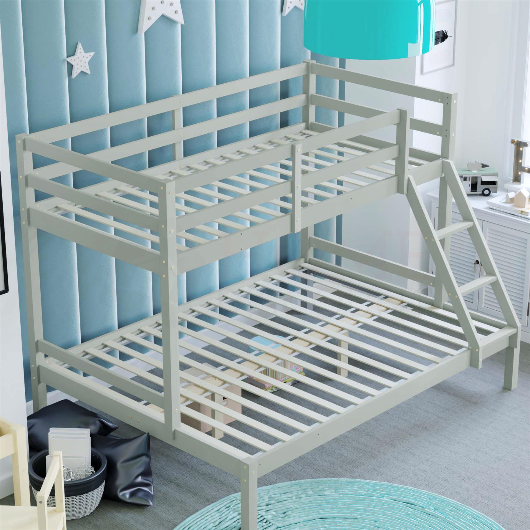 Triple Bunk Bed 3ft & 4ft6 Wood Pine High Sleeper Children Kids Mattress Option - Picture 15 of 15