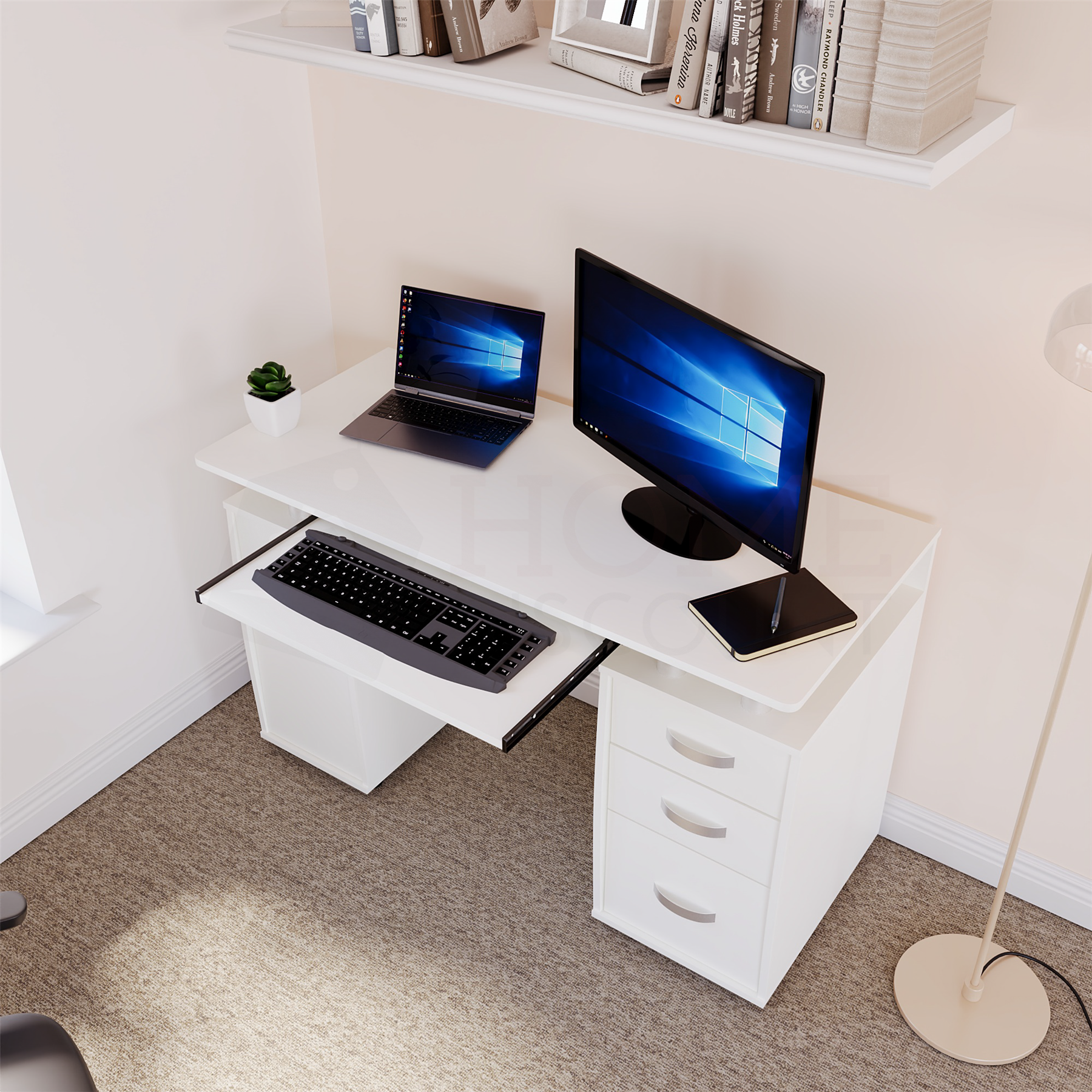 3 Drawer Computer Desk Home Office Work Study PC Laptop Workstation Table - Picture 22 of 28
