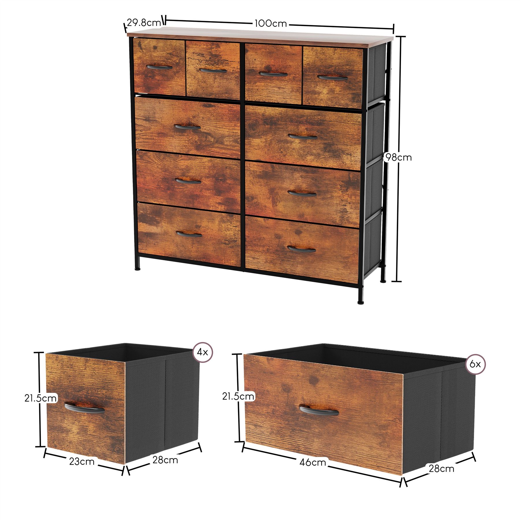 Moderne Stoff Kommode Aufbewahrung Organizer Schlafzimmer Möbel "UKFR" - Bild 58 von 65