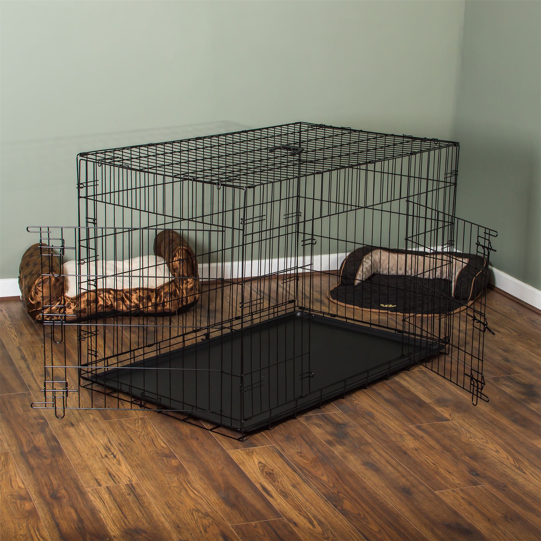 Pet Cages Metal Dog Cat Puppy Training Folding Crate Animal Transport