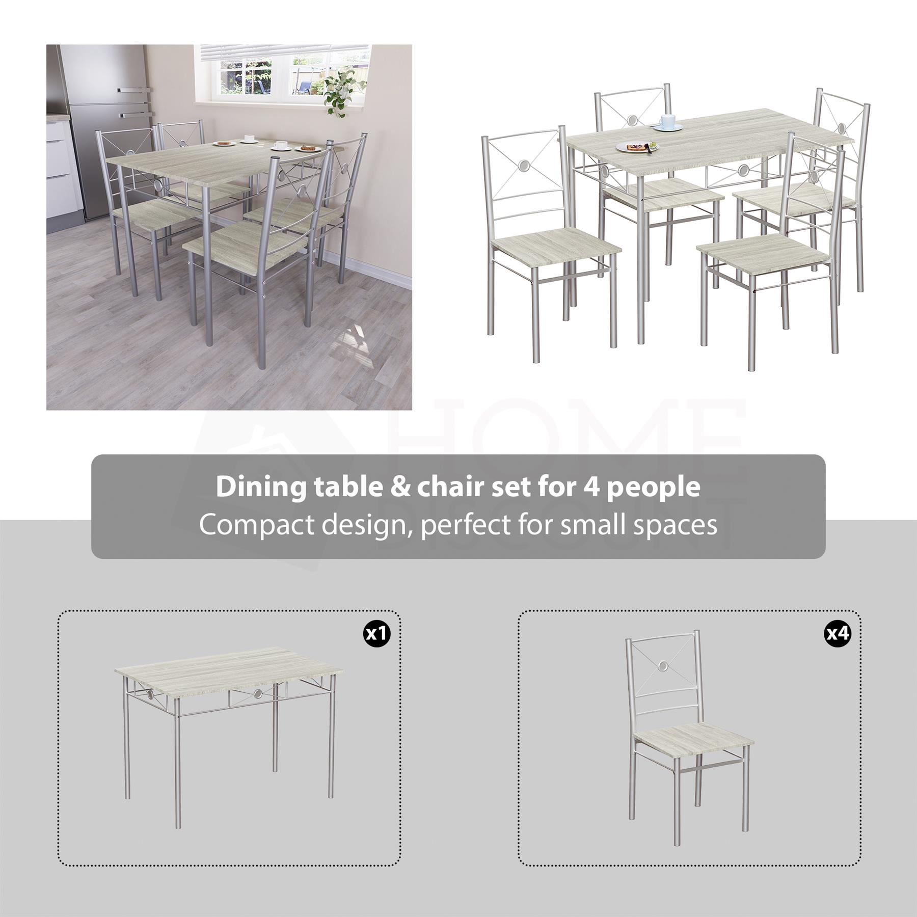 Wooden Dining Table & Chair Set 2 / 4 Seater Bench Chair Kitchen Room Furniture - Picture 82 of 82