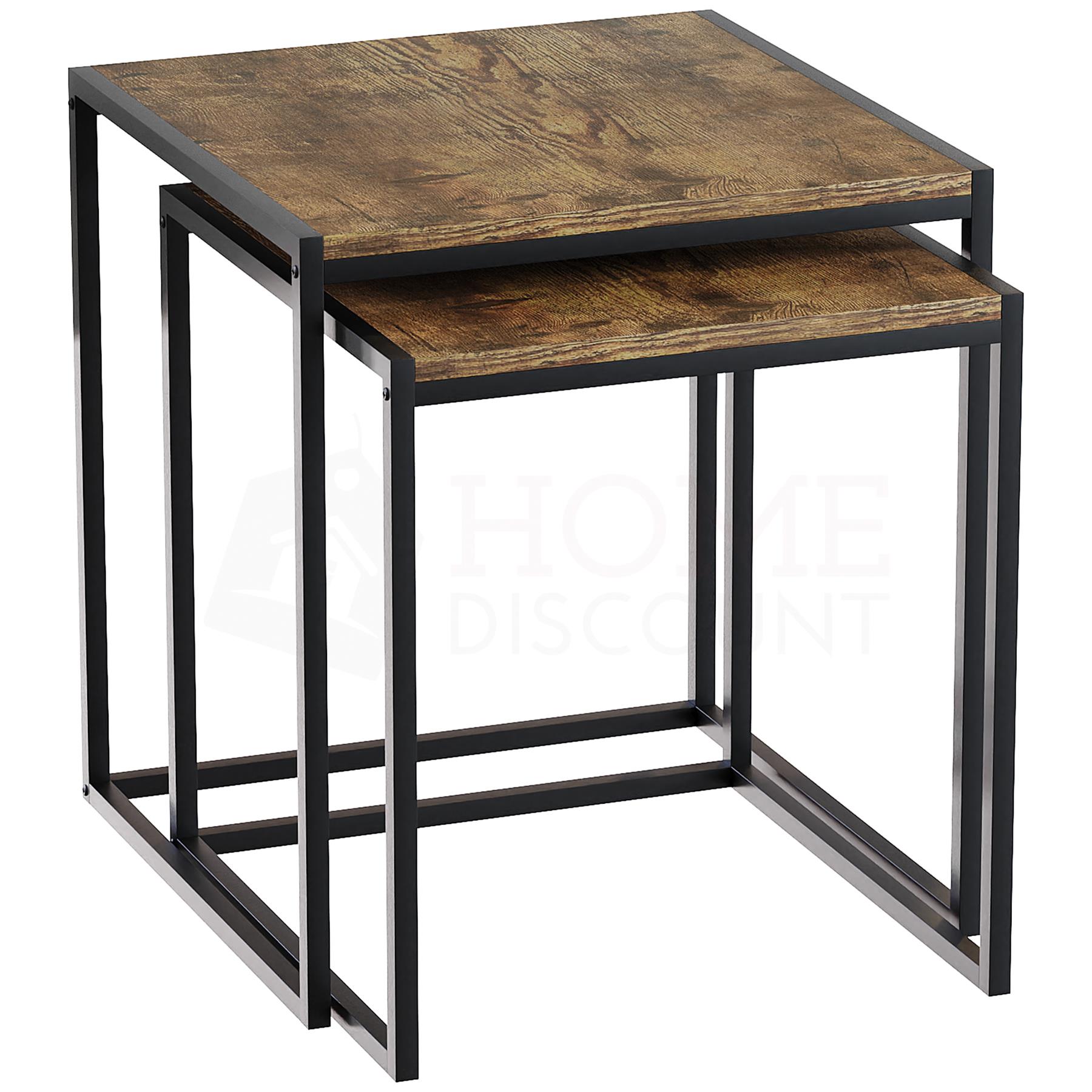 Set of 2 3 Coffee Nesting Table Set Sofa Side End Table Industrial Living Room - Picture 75 of 107
