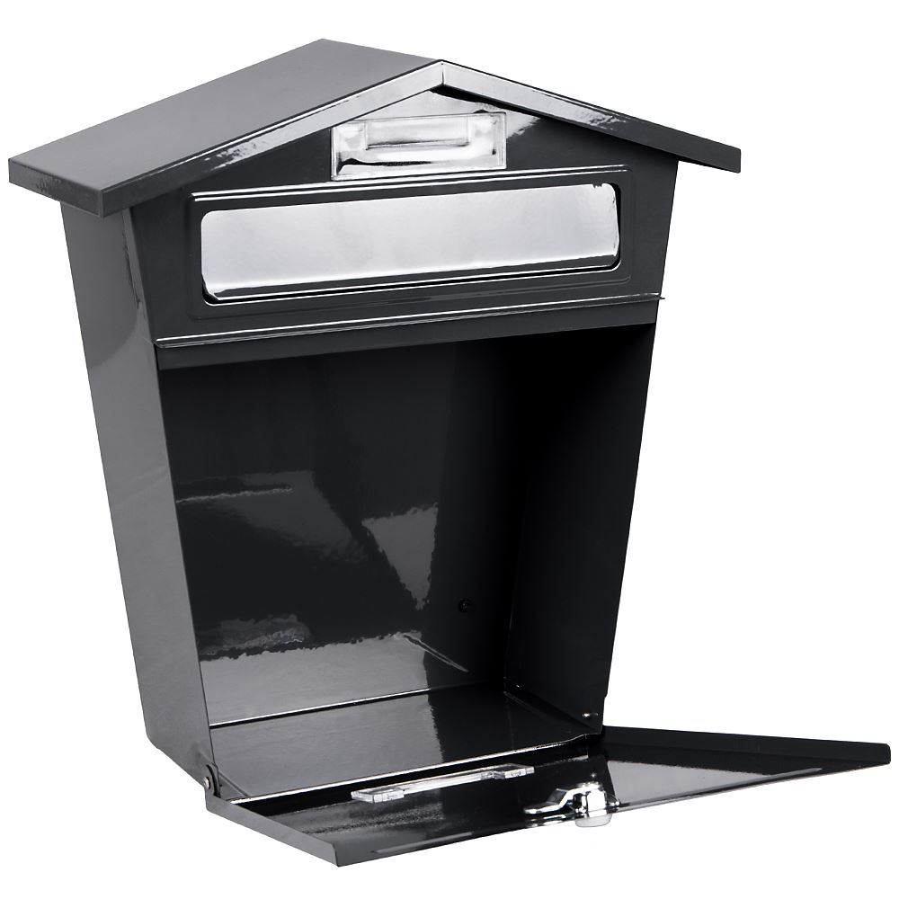 CLEARANCE Steel Post Box Grey Mailbox Lockable Letter Mail Wall MounteD