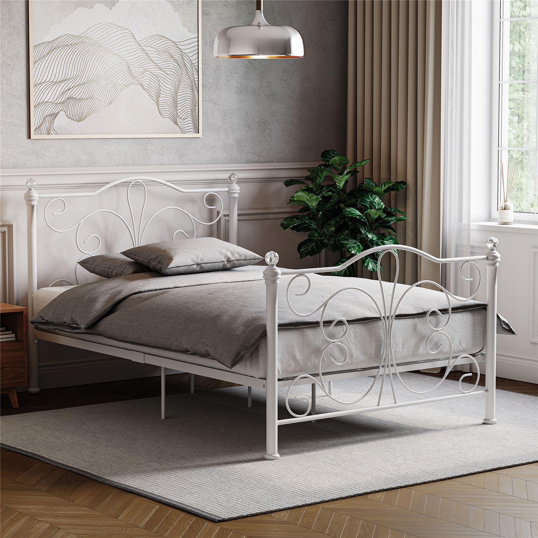 Metal Bed Single Double King Size Slat Base Headboard Set Bedroom Furniture - Picture 99 of 187