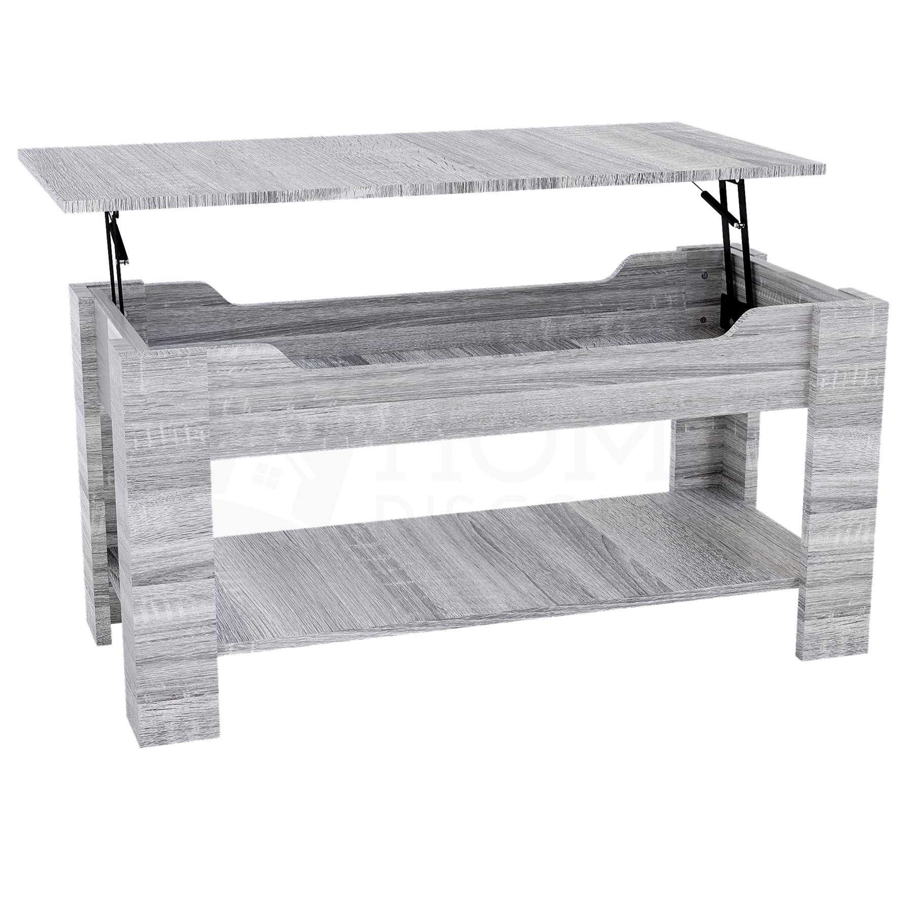 Holz Couchtisch Lift Up Stauraumplatte mit Ablage Wohnzimmer Möbel - Bild 28 von 43