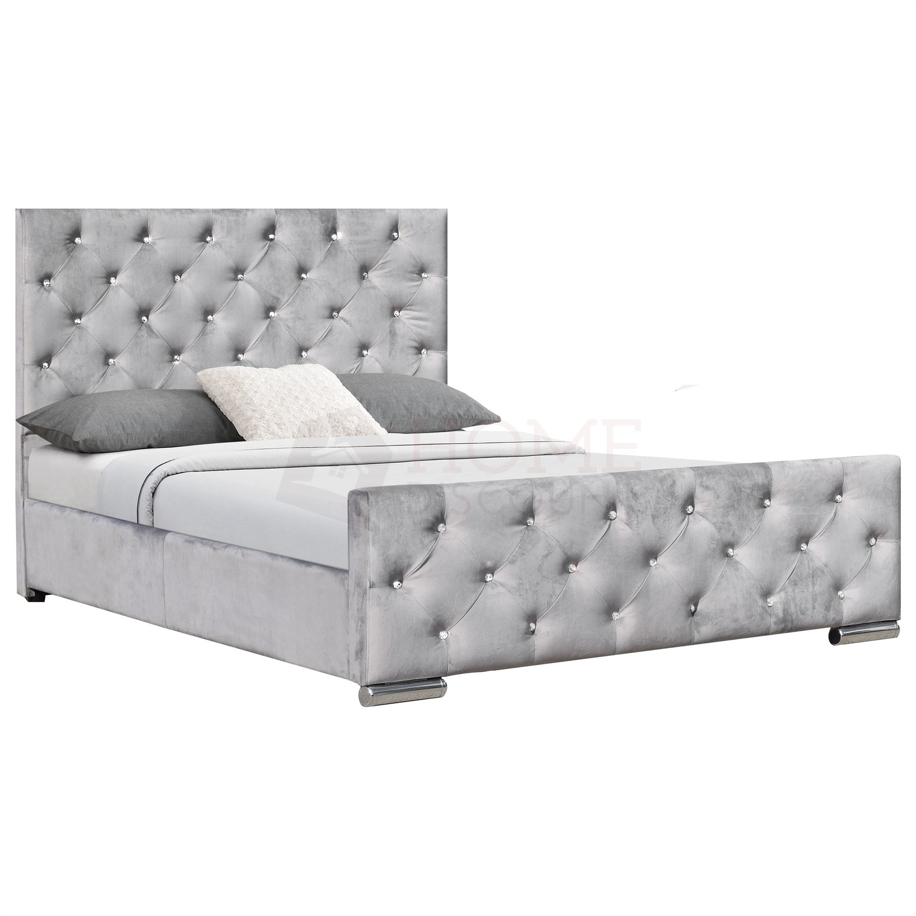Arabella Double Bed Frame 4FT6 Upholstered Fabric Modern Light Grey