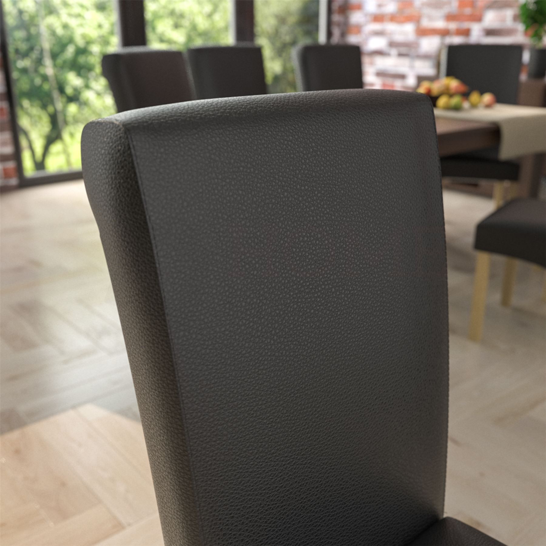 Dining Table & Chairs Set 4/6 Faux Leather Fabric Kitchen Padded Seat Furniture - Picture 51 of 87