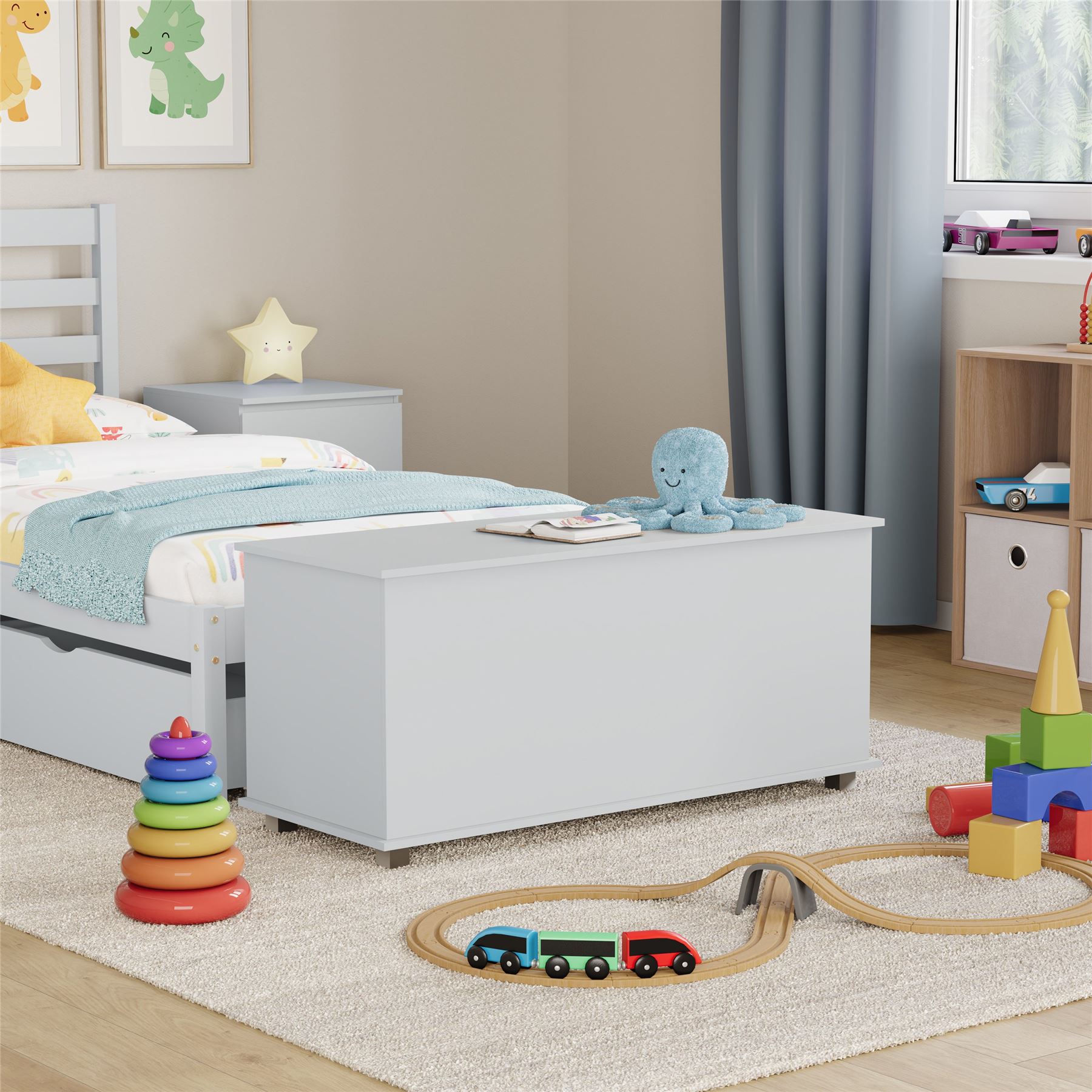 Wooden Toy Box Large Storage Ottoman Kids Toys Childrens Nursery Bedroom Chest - Picture 23 of 33