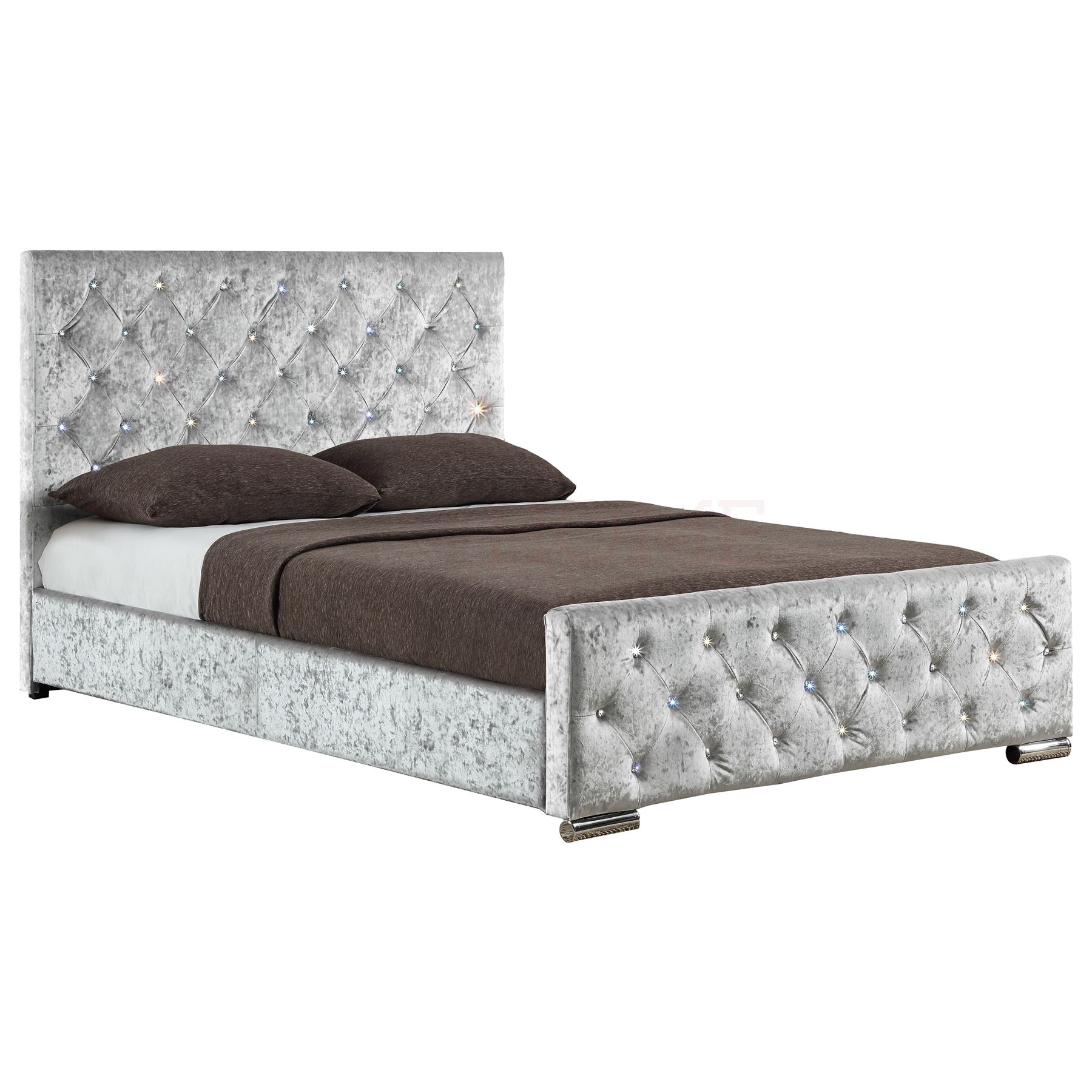 Fabric King Size Bed Frame Ottoman 5FT Upholstered Velvet Linen Modern