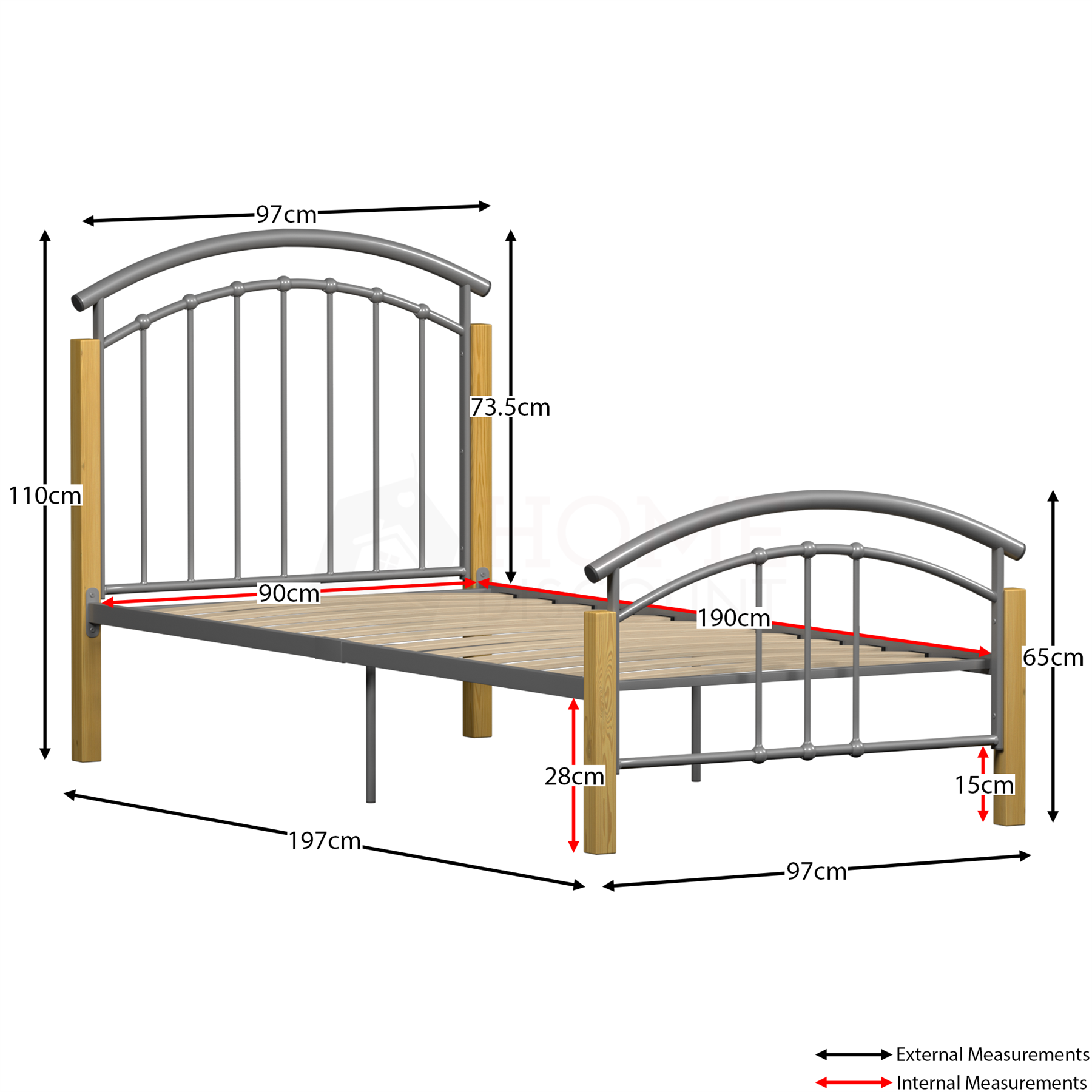 Metal Bed Single Double King Size Slat Base Headboard Set Bedroom Furniture - Picture 133 of 187