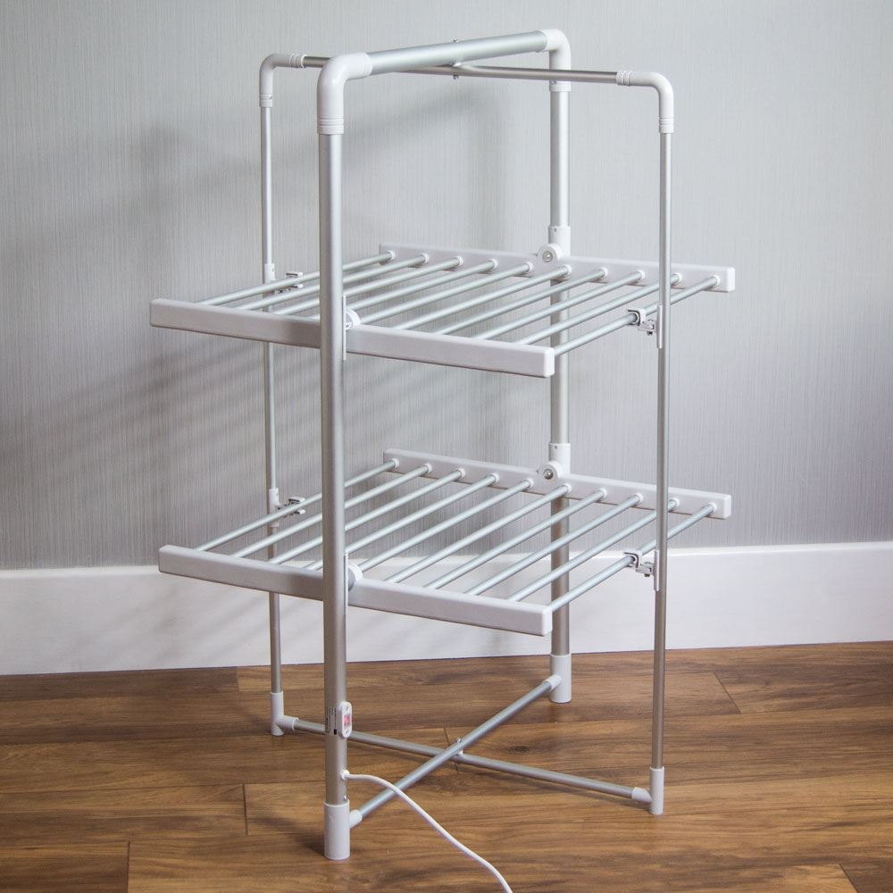 Portable Heated 2 Tier Clothes Airer Folding Indoor Laundry Washing