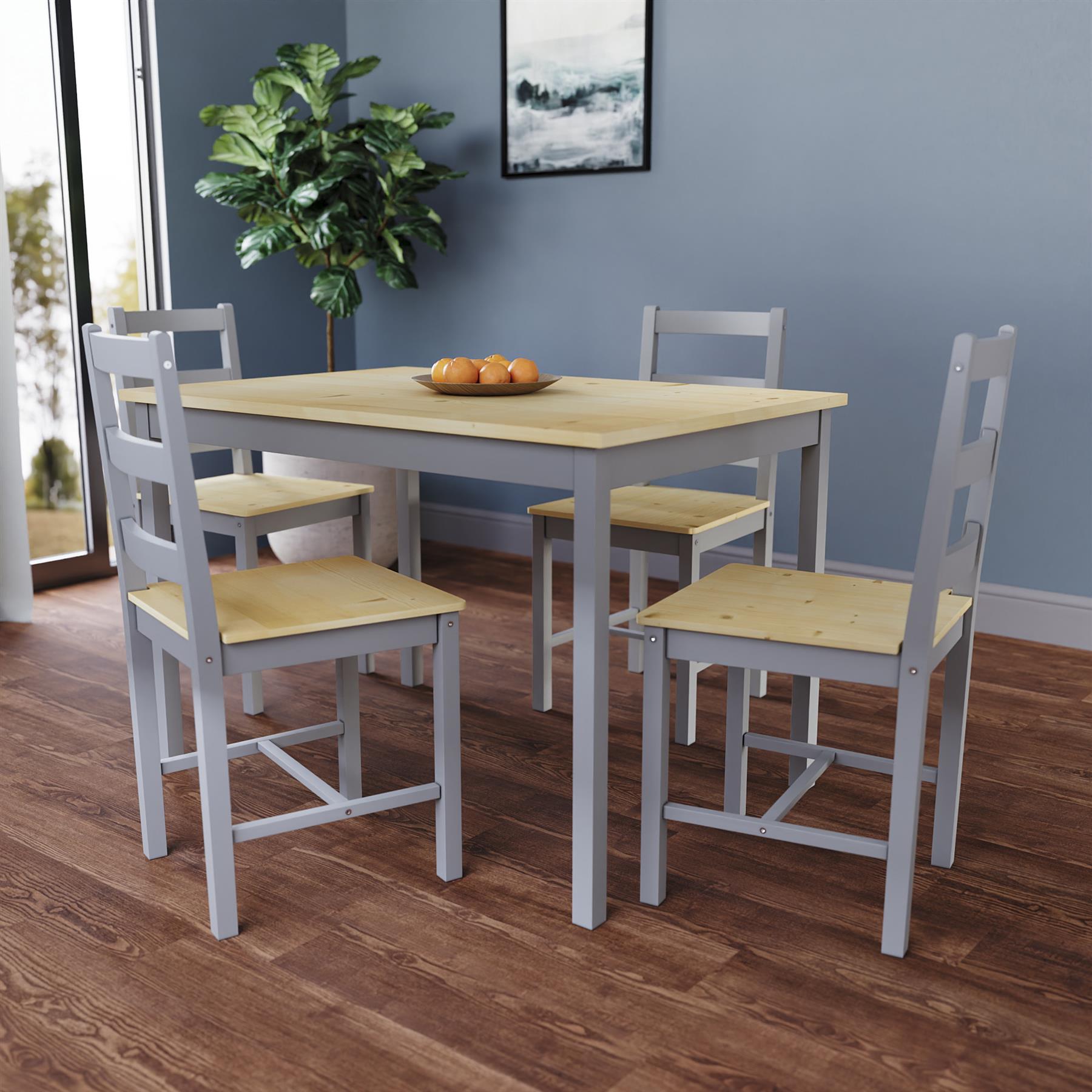 Solid Wood Dining Table and 2 4 Chairs Set Home Kitchen Furniture 3 Colours - Picture 58 of 73