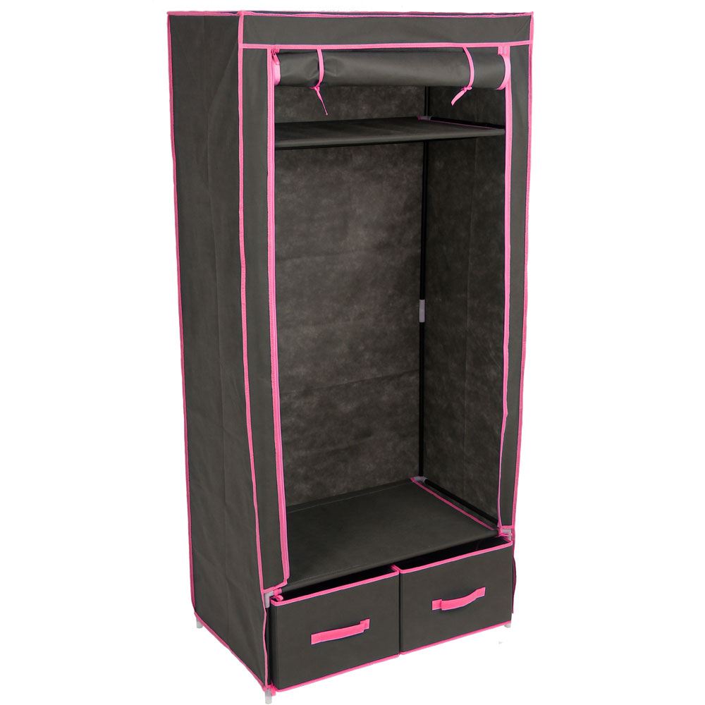 Double Wardrobe Coloured Canvas Rail Bedroom Storage Clothes Cupboard