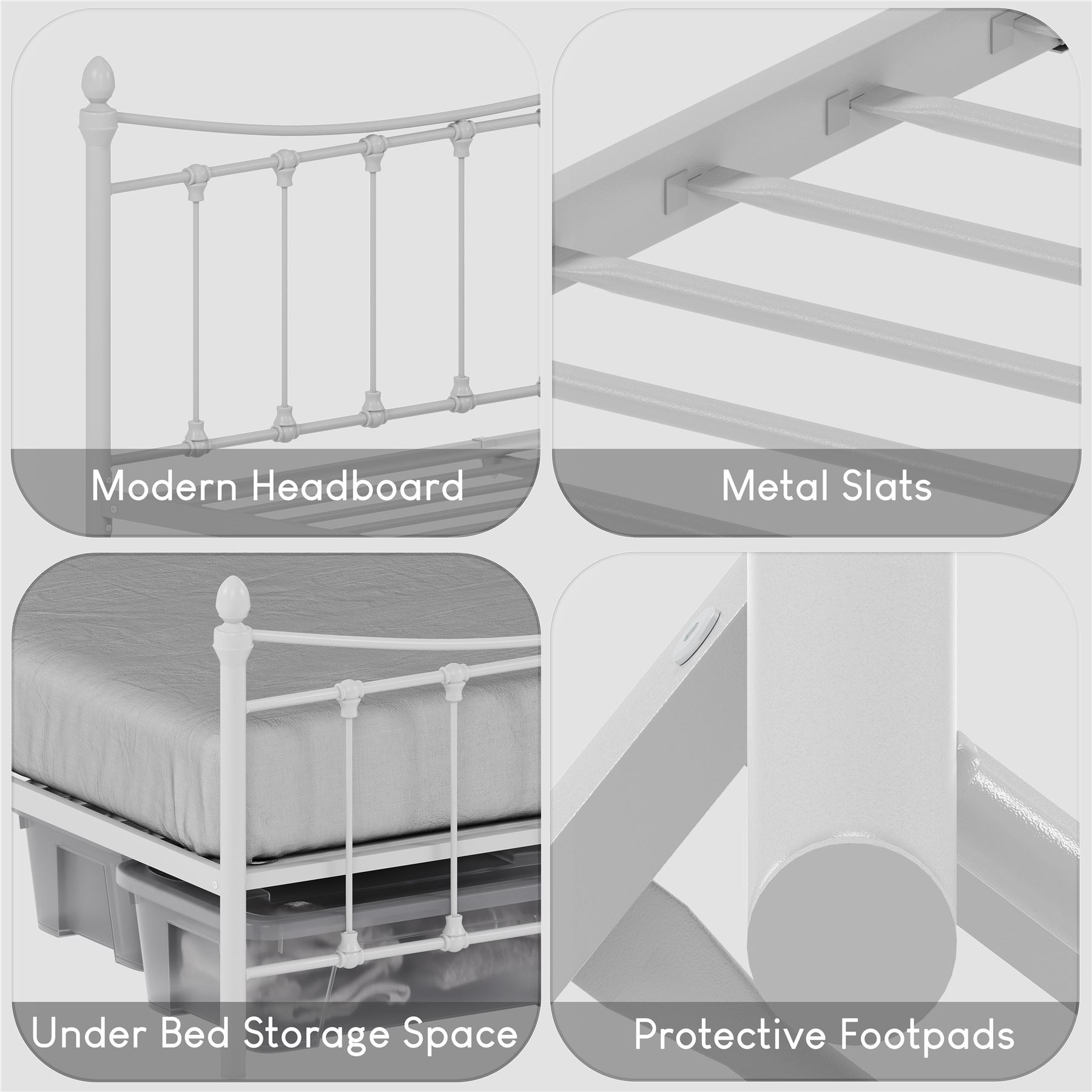 Metal Bed Single Double King Size Slat Base Headboard Set Bedroom Furniture - Picture 146 of 187