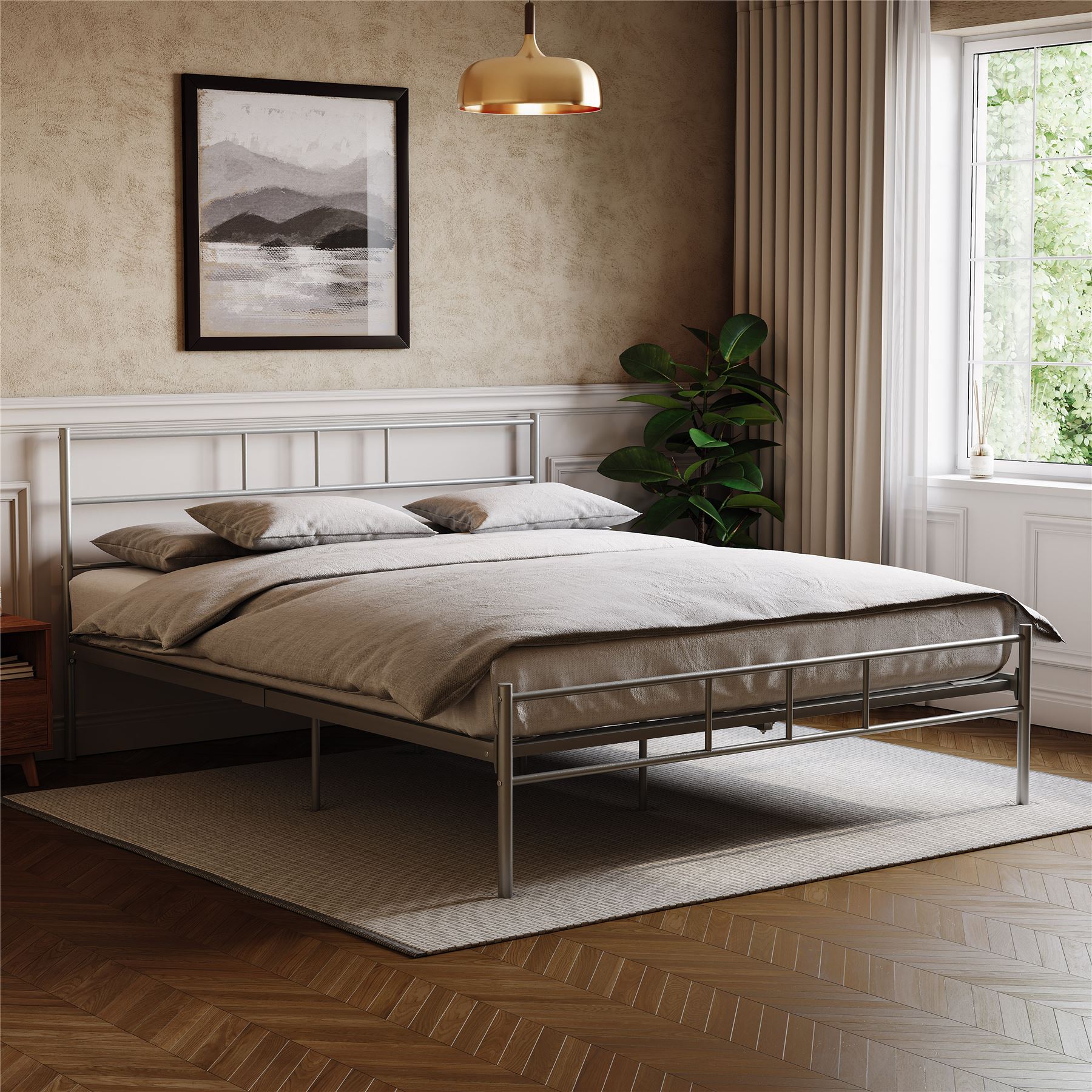 Metal Bed Single Double King Size Slat Base Headboard Set Bedroom Furniture - Picture 35 of 187