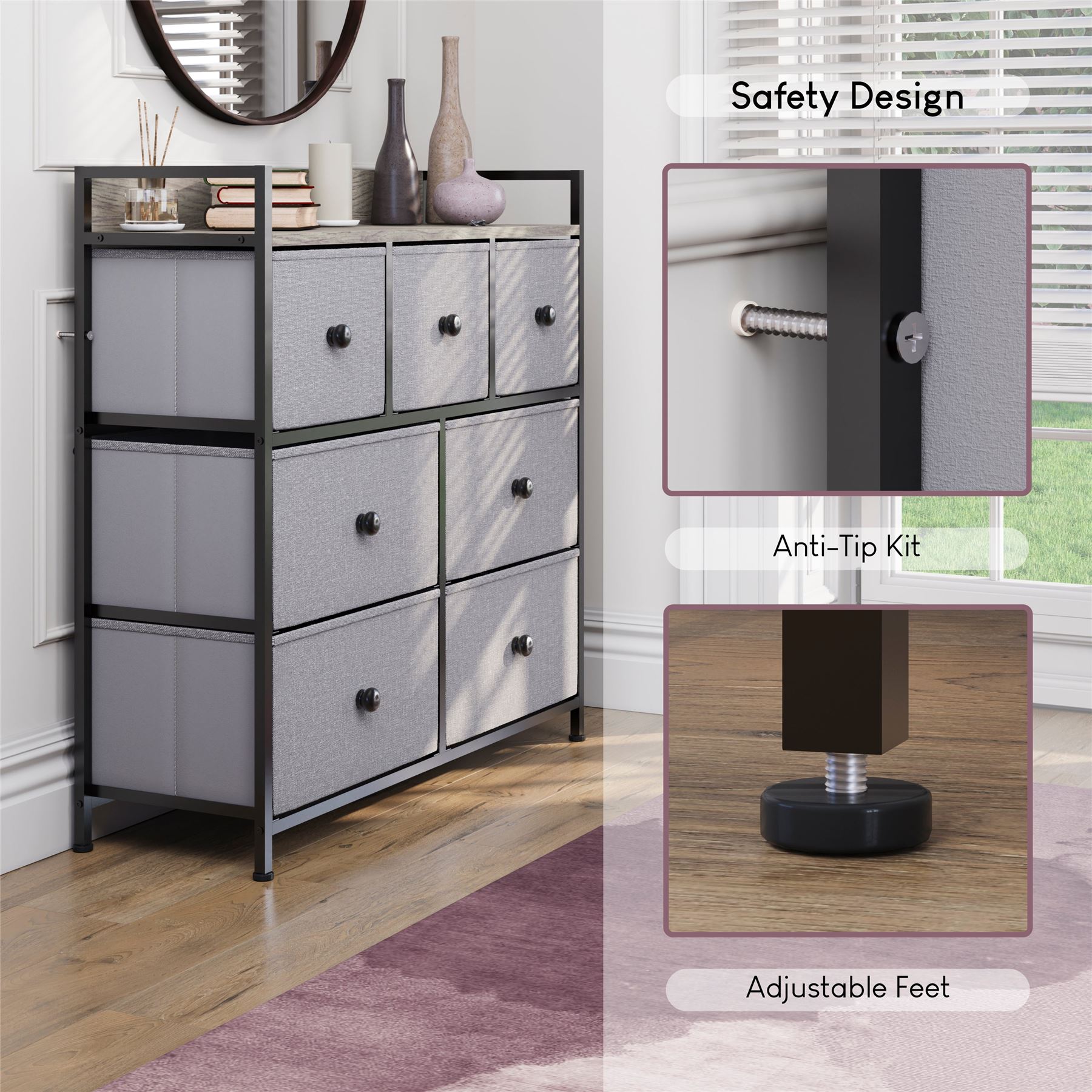 Vida Designs Stoff Kommode Aufbewahrungsschrank Schlafzimmer Flur 'UKFR' - Bild 120 von 193