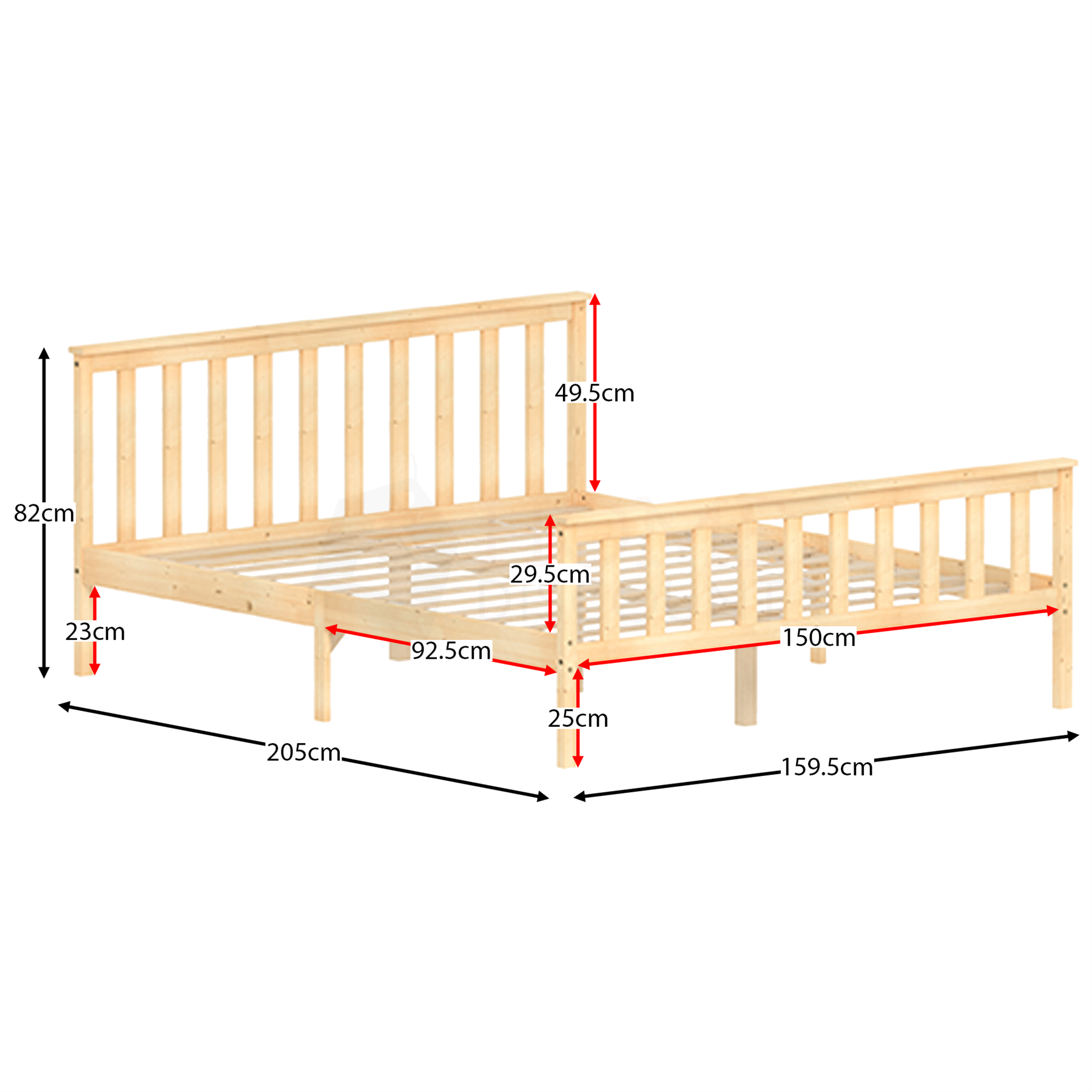 Wood Bed Single Double King Size 3ft 4ft6 5ft Solid Frame Mattress White Pine - Picture 12 of 67
