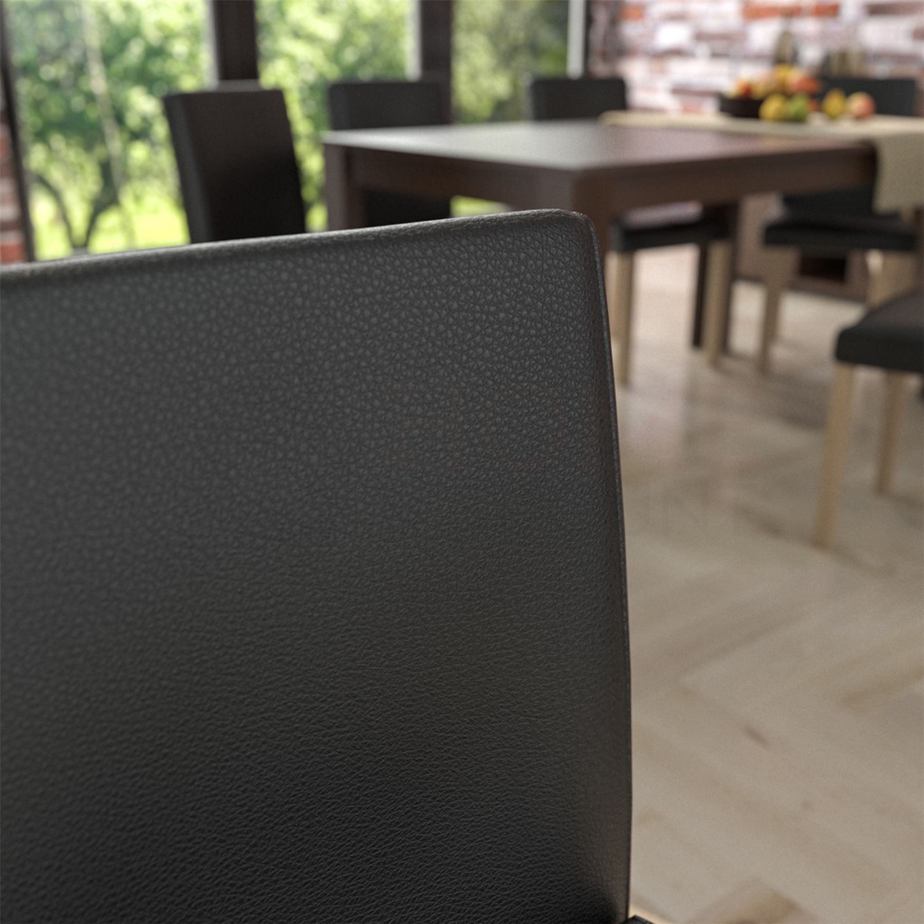 Dining Table & Chairs Set 4/6 Faux Leather Fabric Kitchen Padded Seat Furniture - Picture 18 of 87