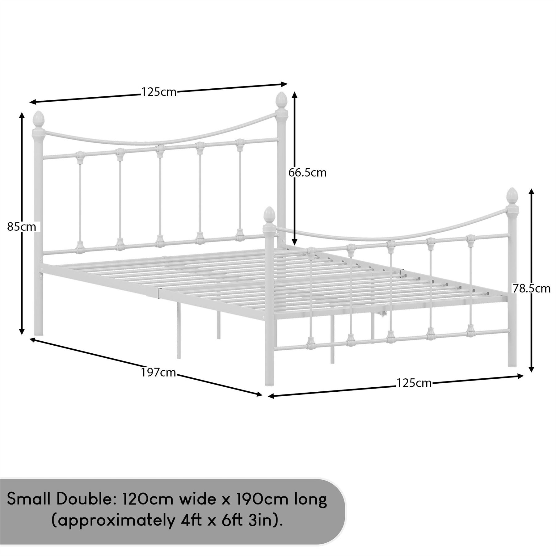 Metal Bed Double King Size Frame 4FT 4FT6 5FT Mattress Black White Paris - Picture 13 of 17