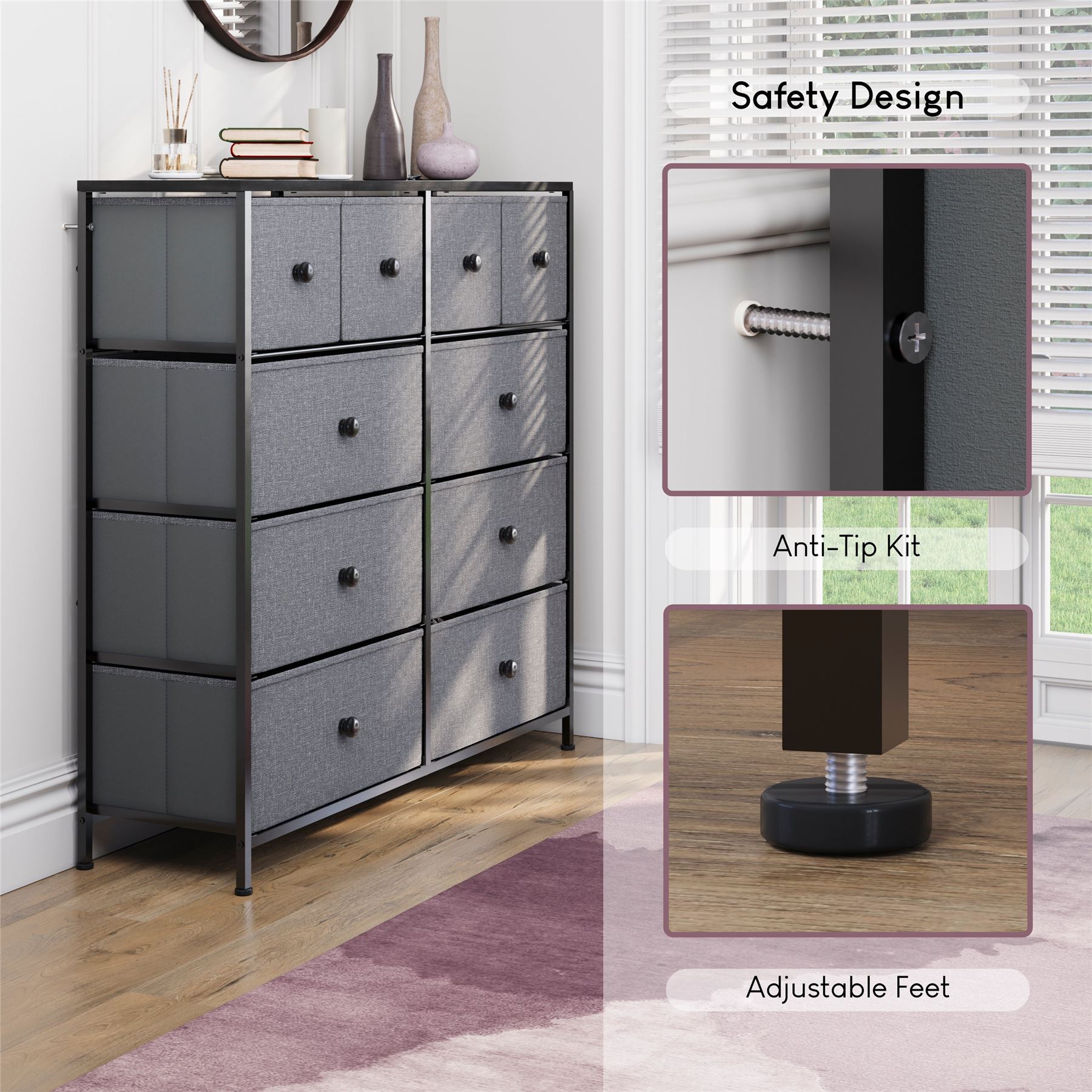 Vida Designs Stoff Kommode Aufbewahrungsschrank Schlafzimmer Flur 'UKFR' - Bild 182 von 193