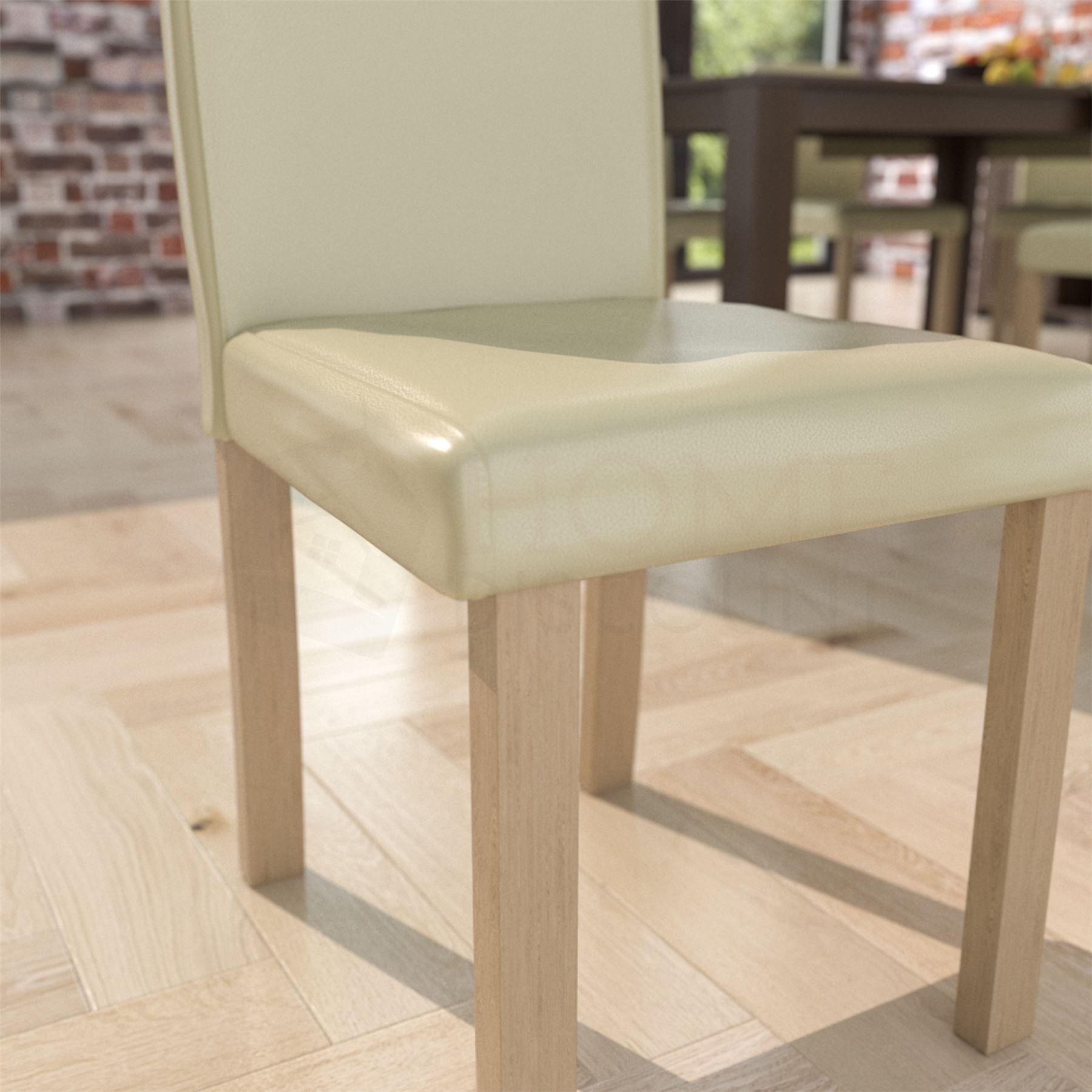 Dining Table & Chairs Set 4/6 Faux Leather Fabric Kitchen Padded Seat Furniture - Picture 29 of 87