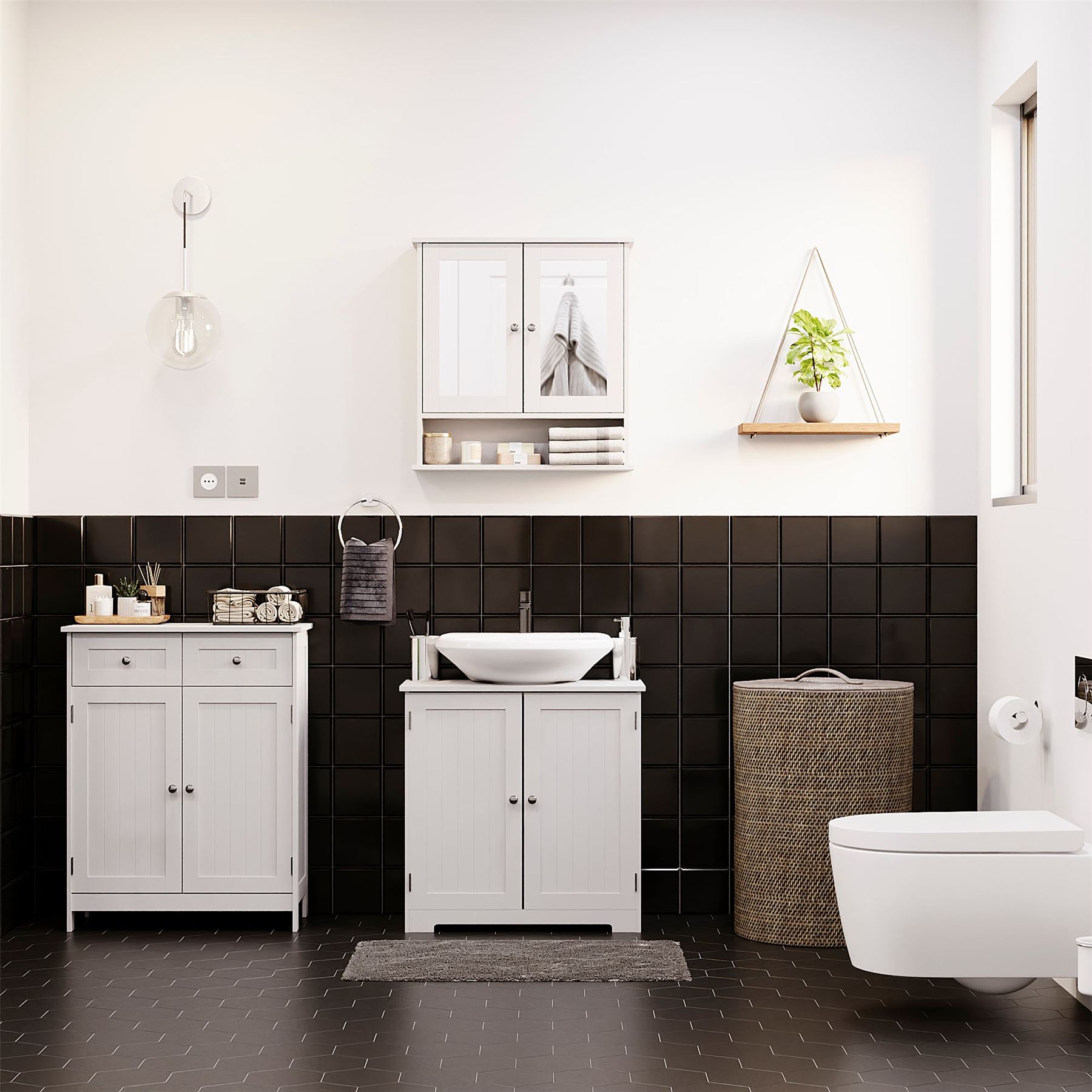 Priano Bathroom Cabinet Door Wall Mounted Freestand Storage Furniture White Grey - Picture 54 of 153