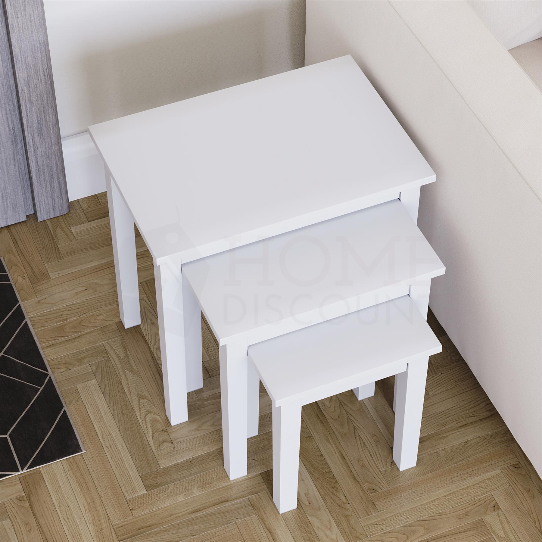 Wooden Nest of Tables 3 Piece Table Set Coffee Side Living Room Furniture - Picture 23 of 37
