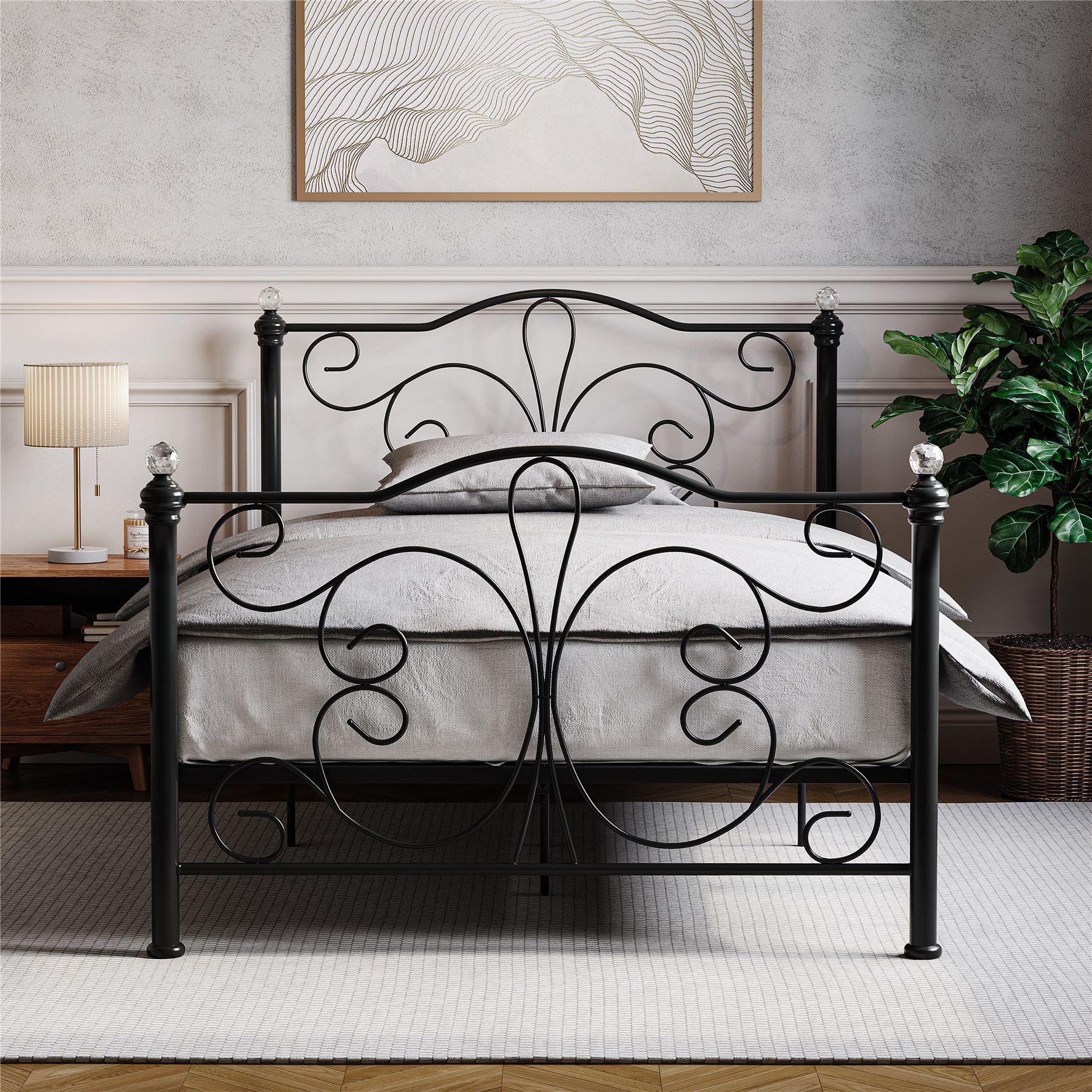 Metal Bed Single Double King Size Slat Base Headboard Set Bedroom Furniture - Picture 81 of 187