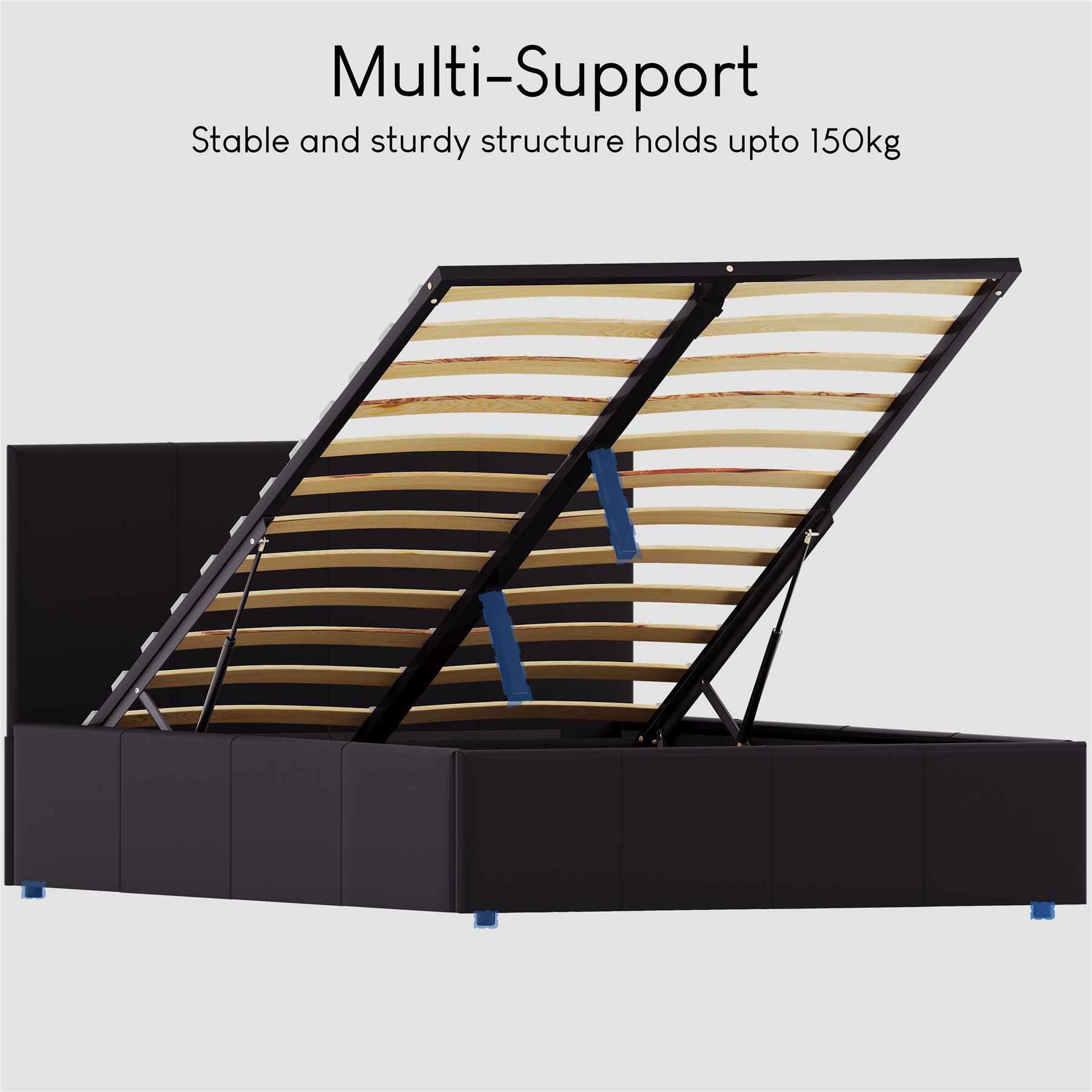 Ottoman Storage Bed Gas Lift Double King Size Leather Bed Slatted Base Headboard - Picture 136 of 137