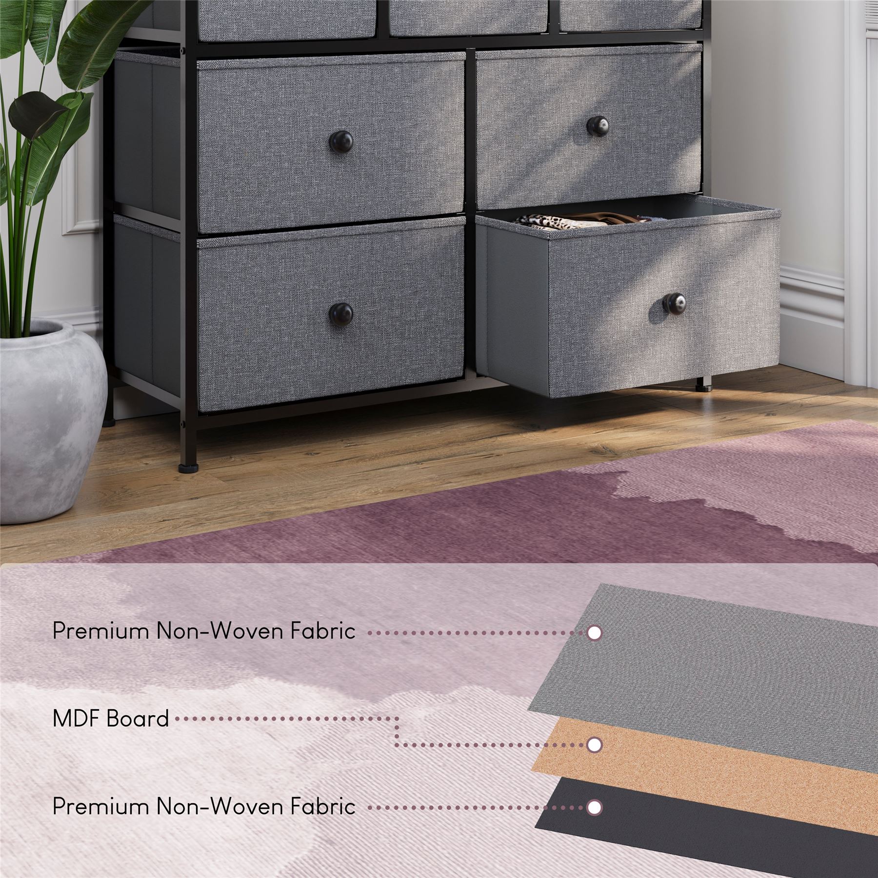 Vida Designs Stoff Kommode Aufbewahrungsschrank Schlafzimmer Flur 'UKFR' - Bild 128 von 193