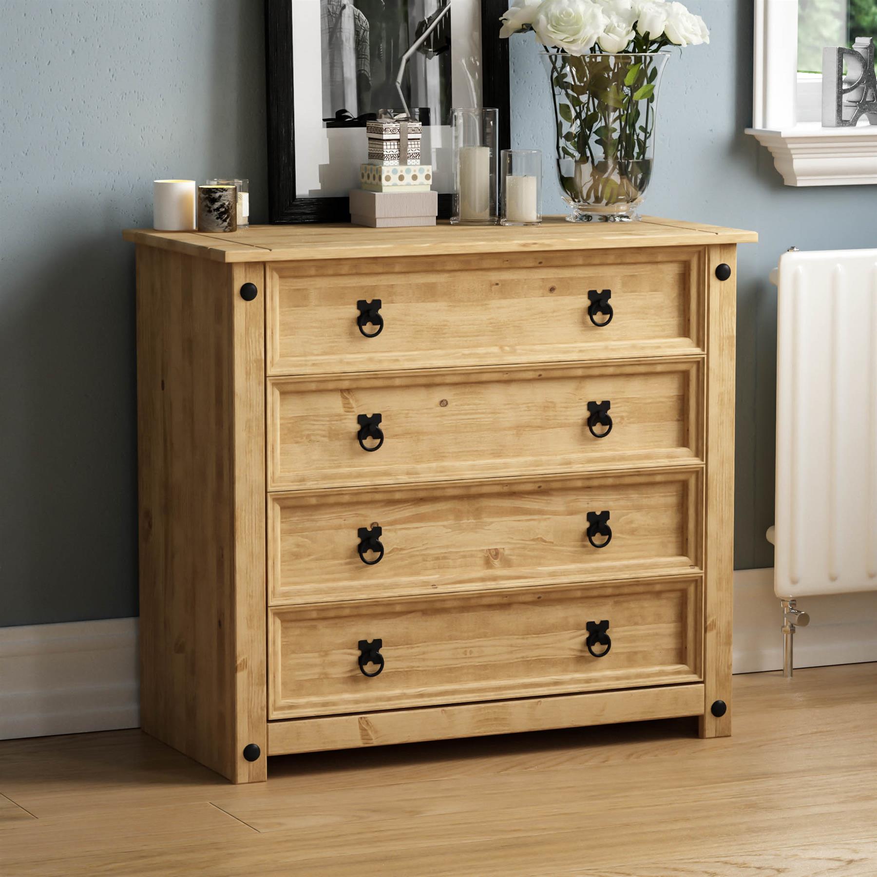Corona Chest of Drawers Wardrobe Bed Mexican Solid Waxed Pine Bedroom Furniture - Picture 128 of 129
